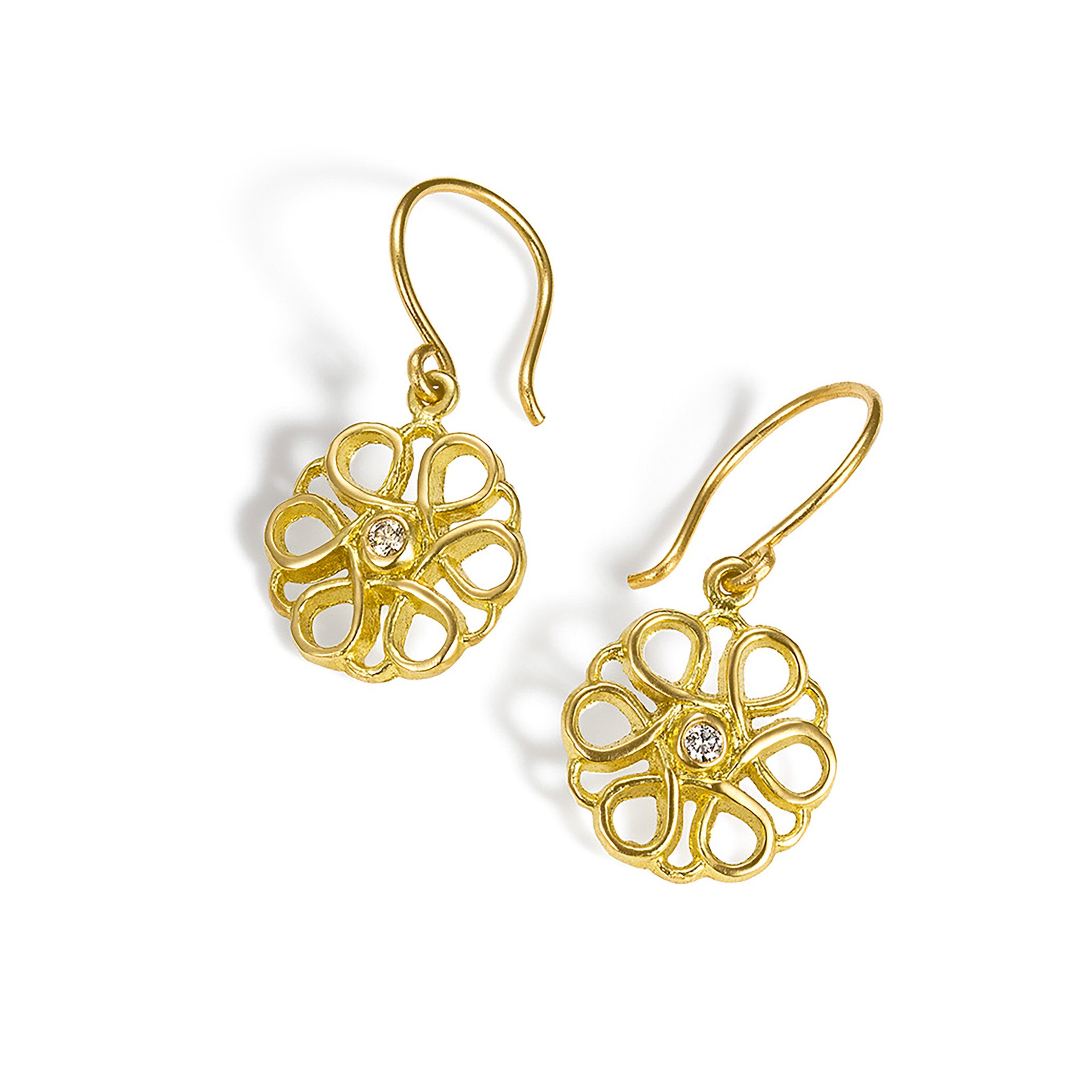 Diamond Flower Drop Earrings