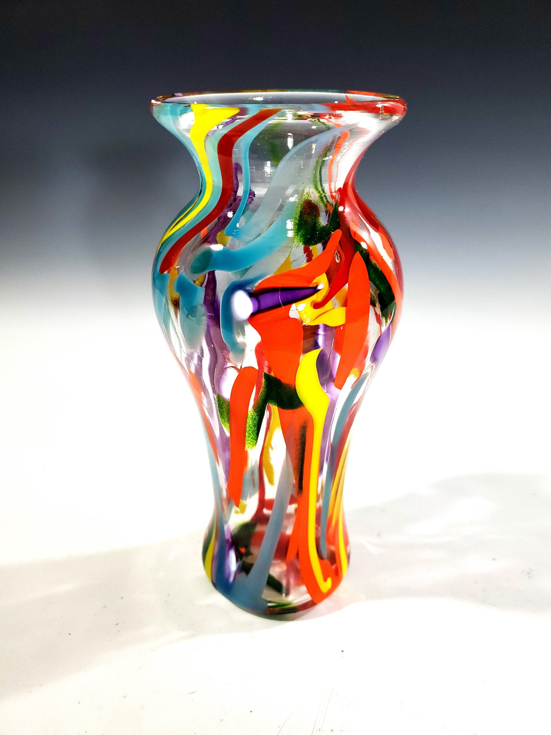 Playful Abstract Rainbow Vase