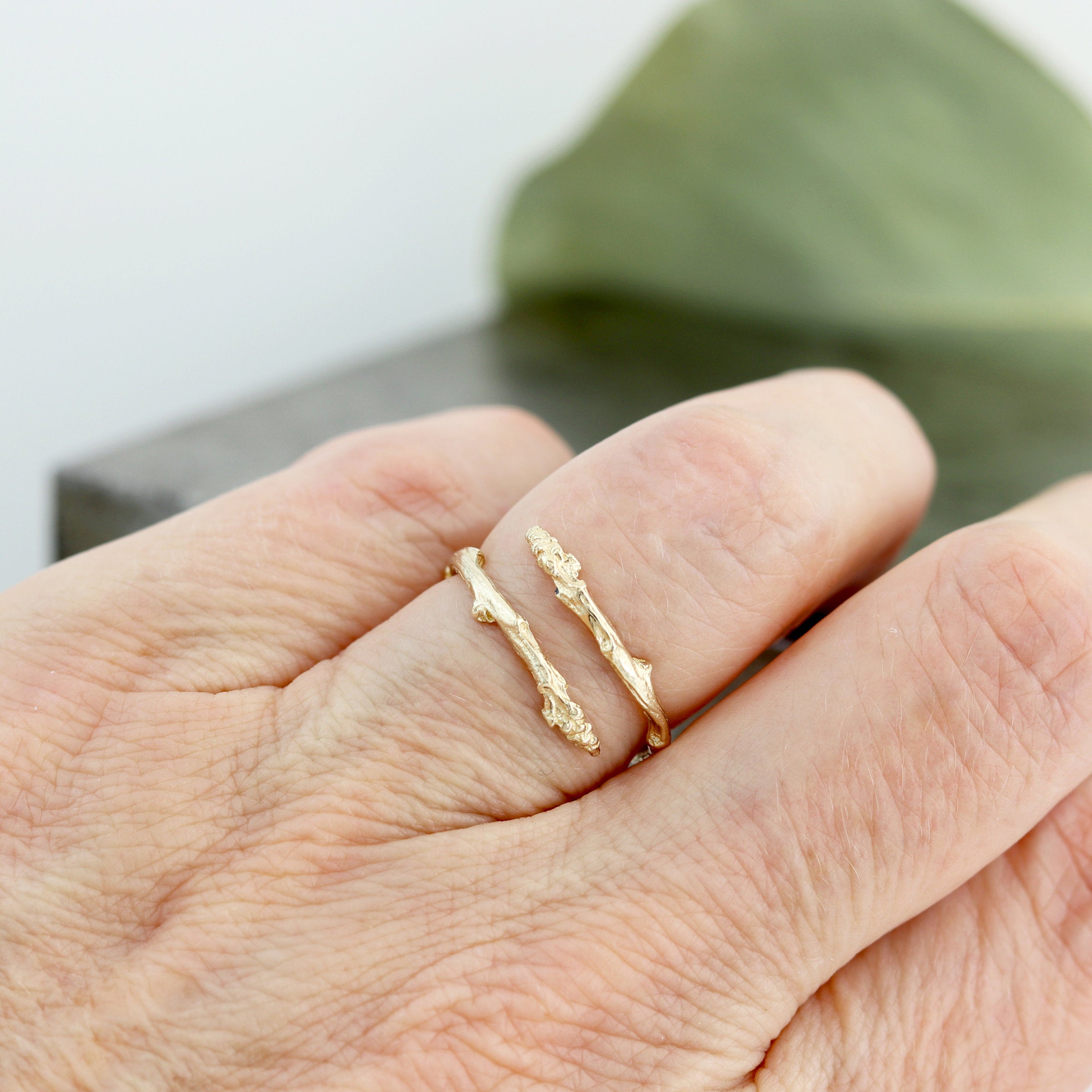 Yellow Gold Twig Bypass Ring