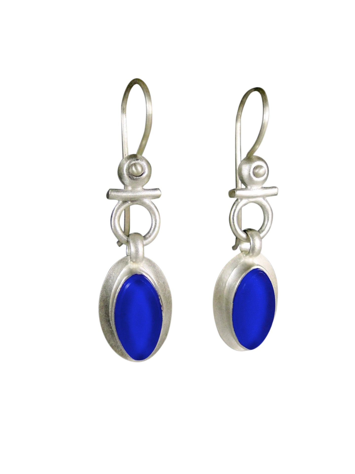 Egyptian Leaf Earrings in Cobalt Glass