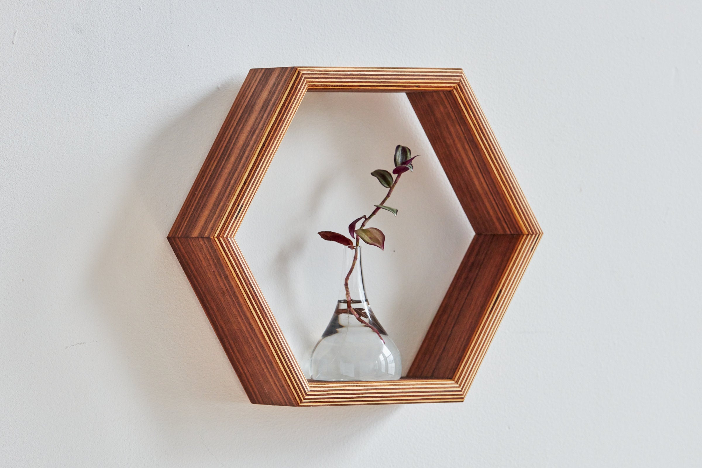 Hexagon Wood Wall Shelf