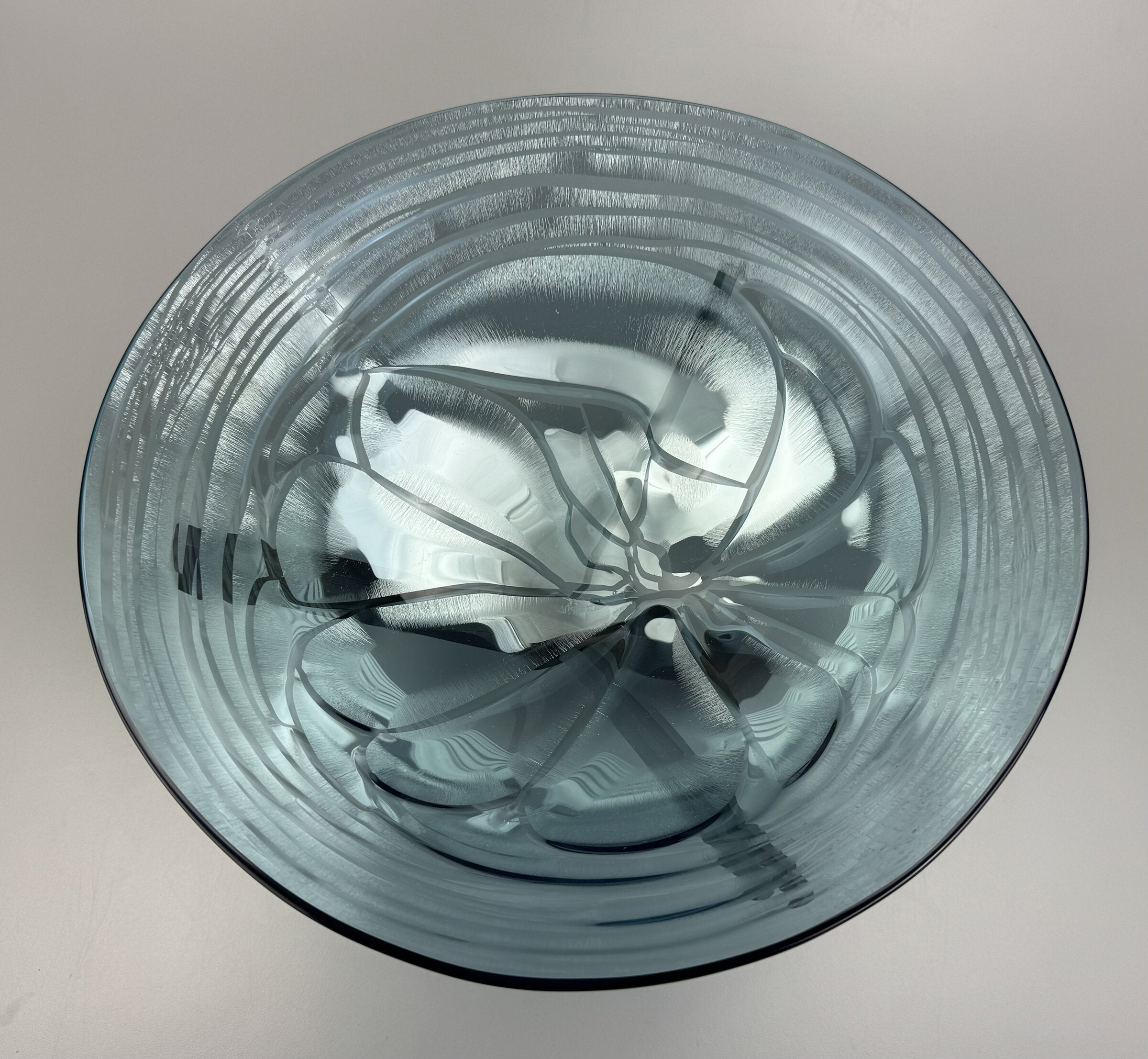 Moonlit Lake Round Bowl on Tripod Pedestal