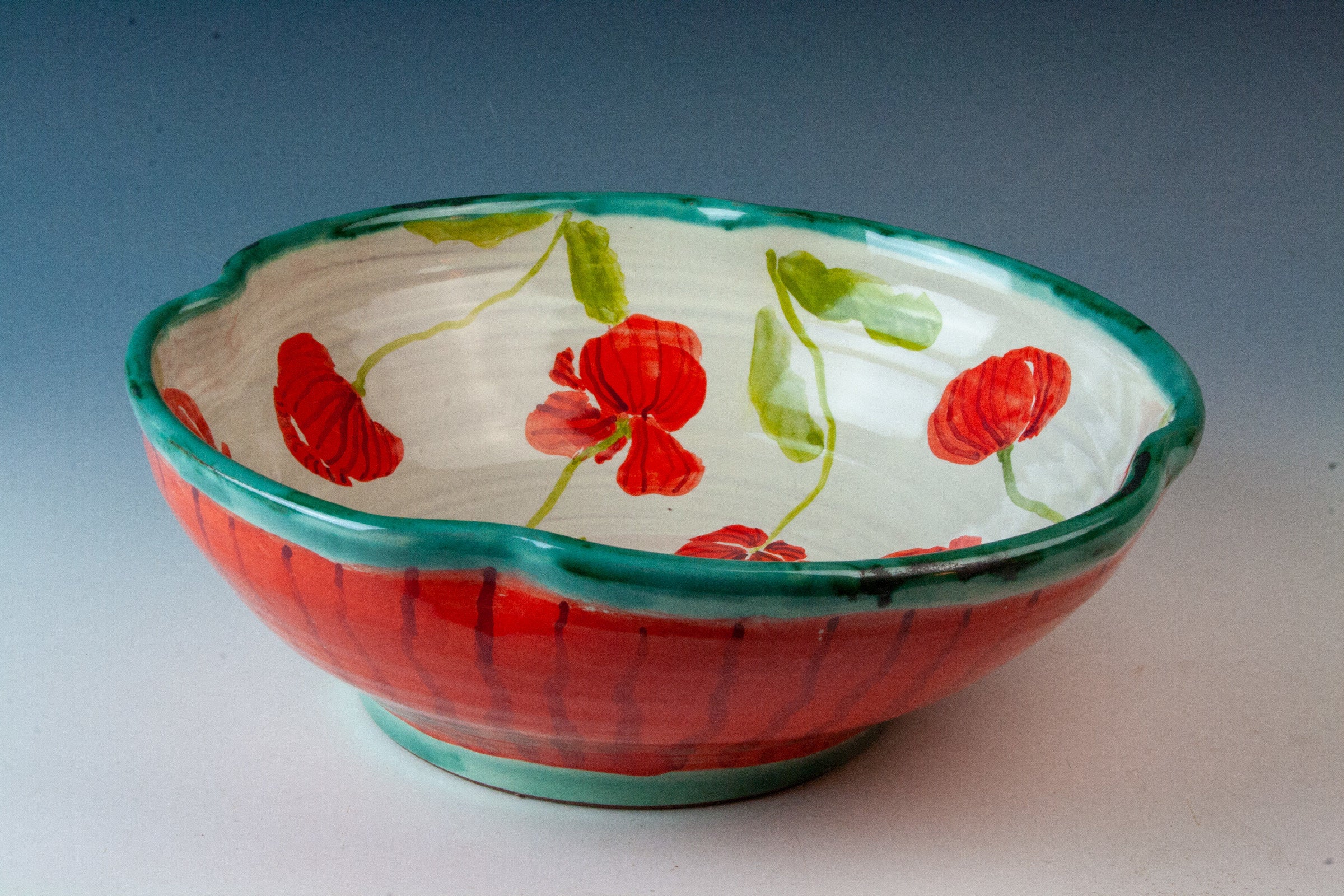 Quatrefoil Red Poppy Bowl