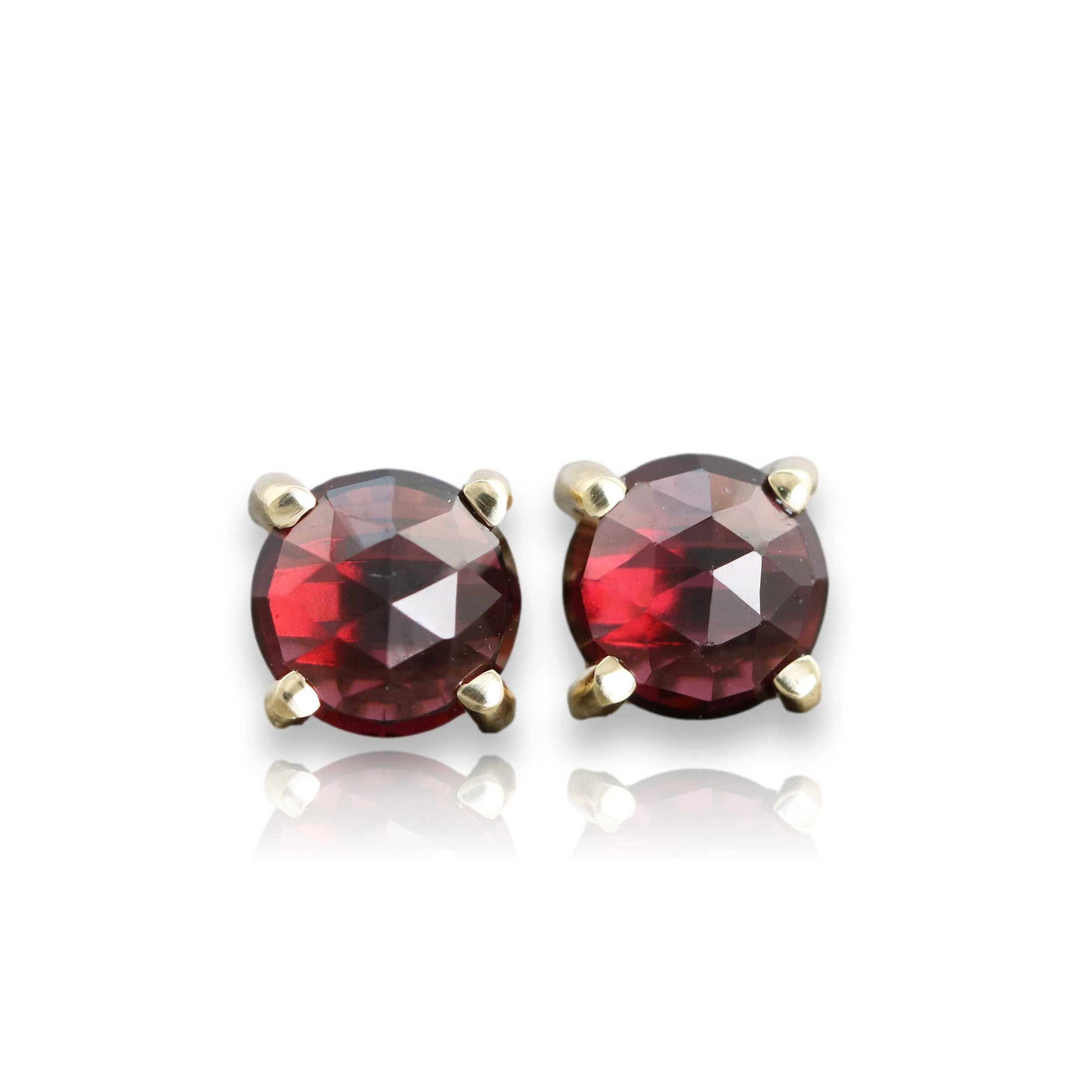 14k Yellow Gold Stud Earrings with Rhodolite Garnet