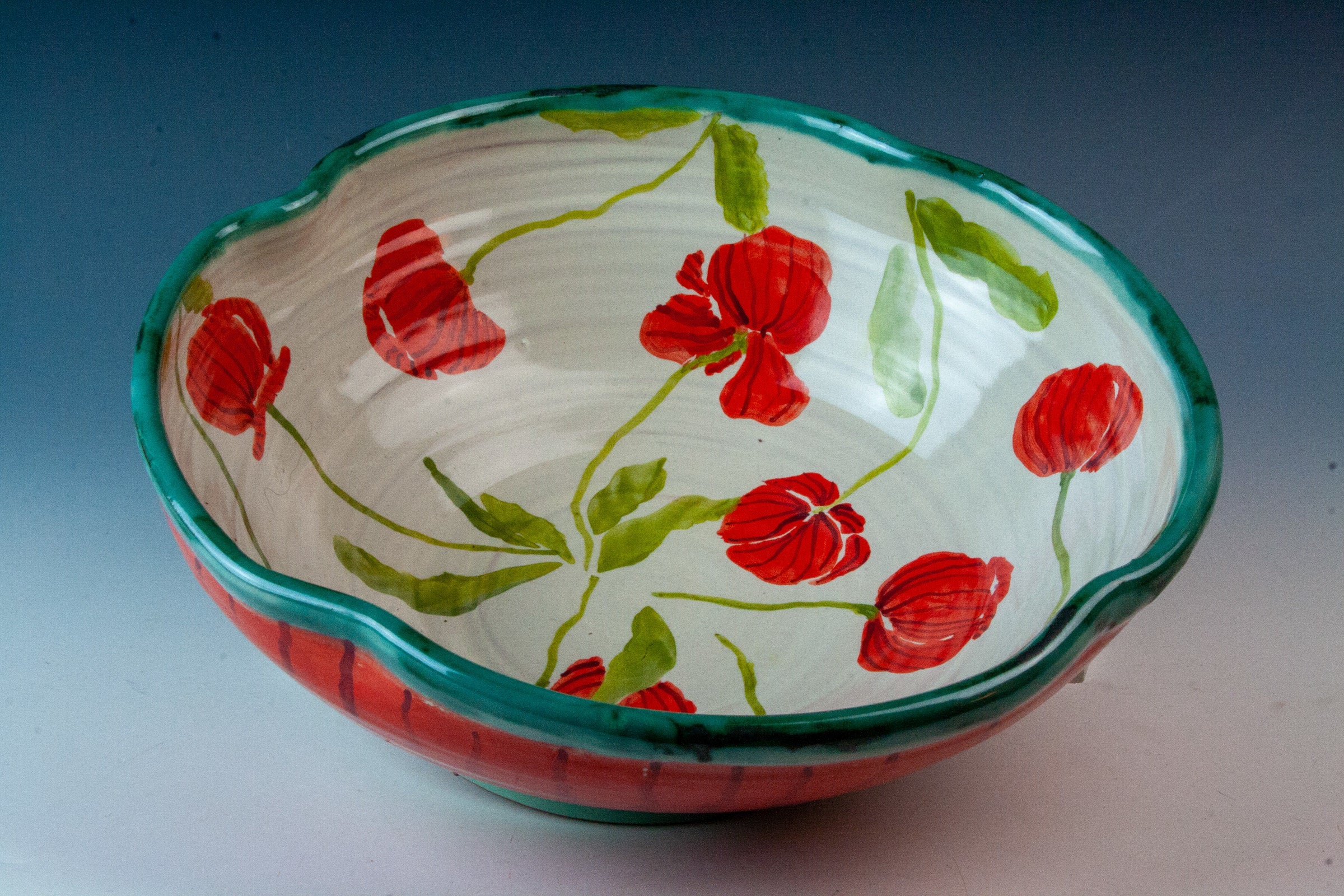 Quatrefoil Red Poppy Bowl