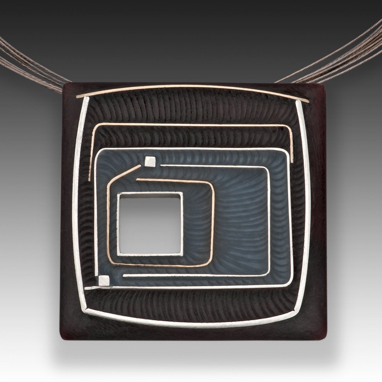 L Carved Square Pin/Pendant