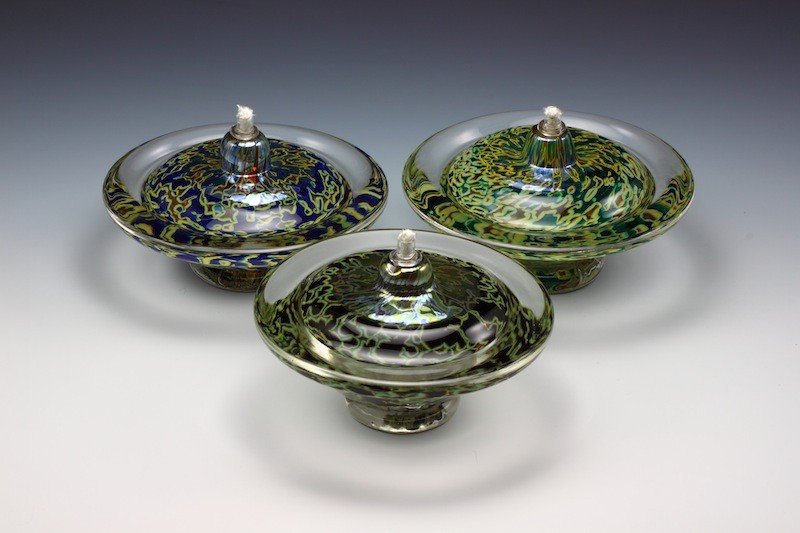 left to right: opaque silver blue, opaque silver black, opaque silver green