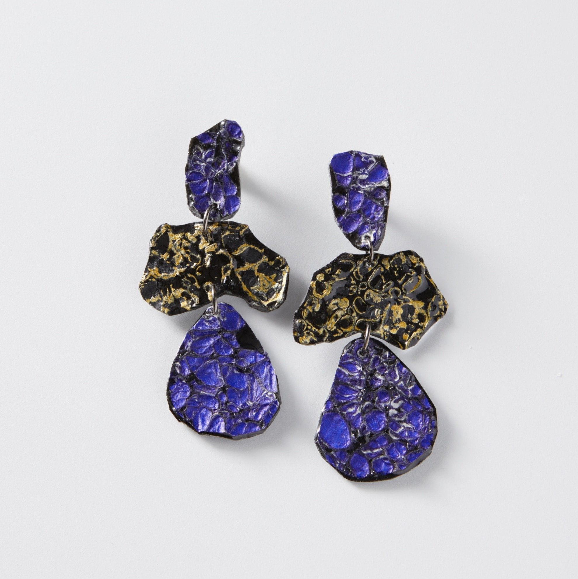 Royal and Gold Cubical Bell Shaped Earrings