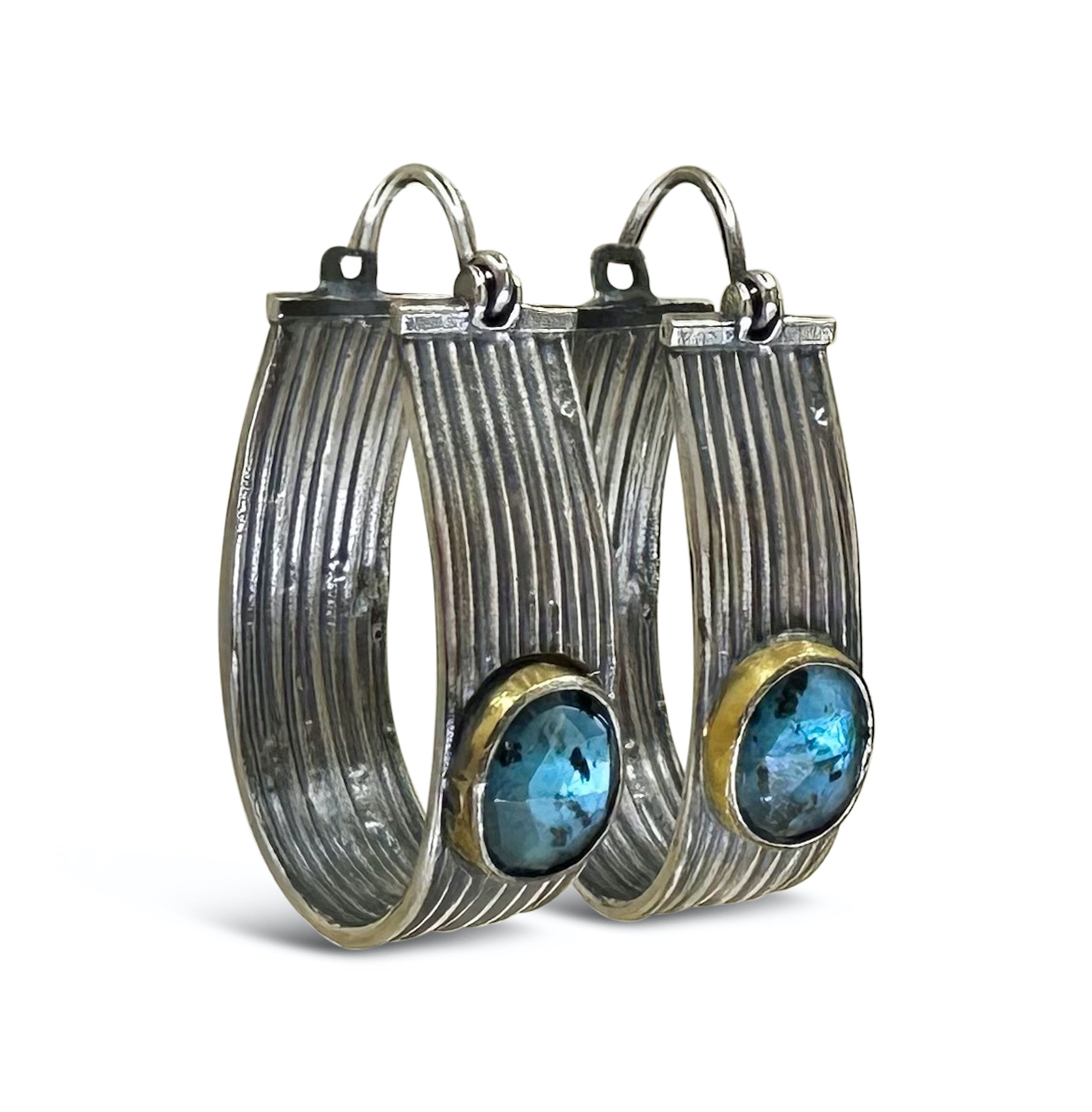 Ribbed Hoops with Kyanite
