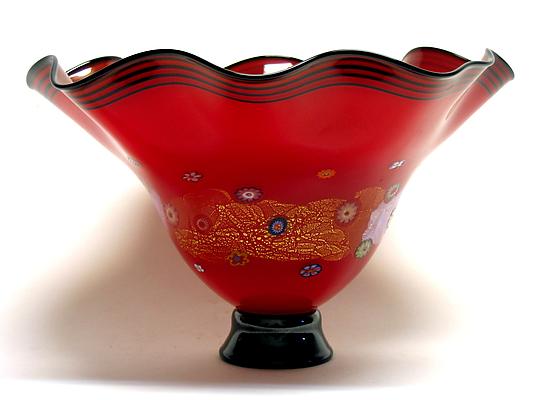 Fluted Rose Red Blossom Bowl