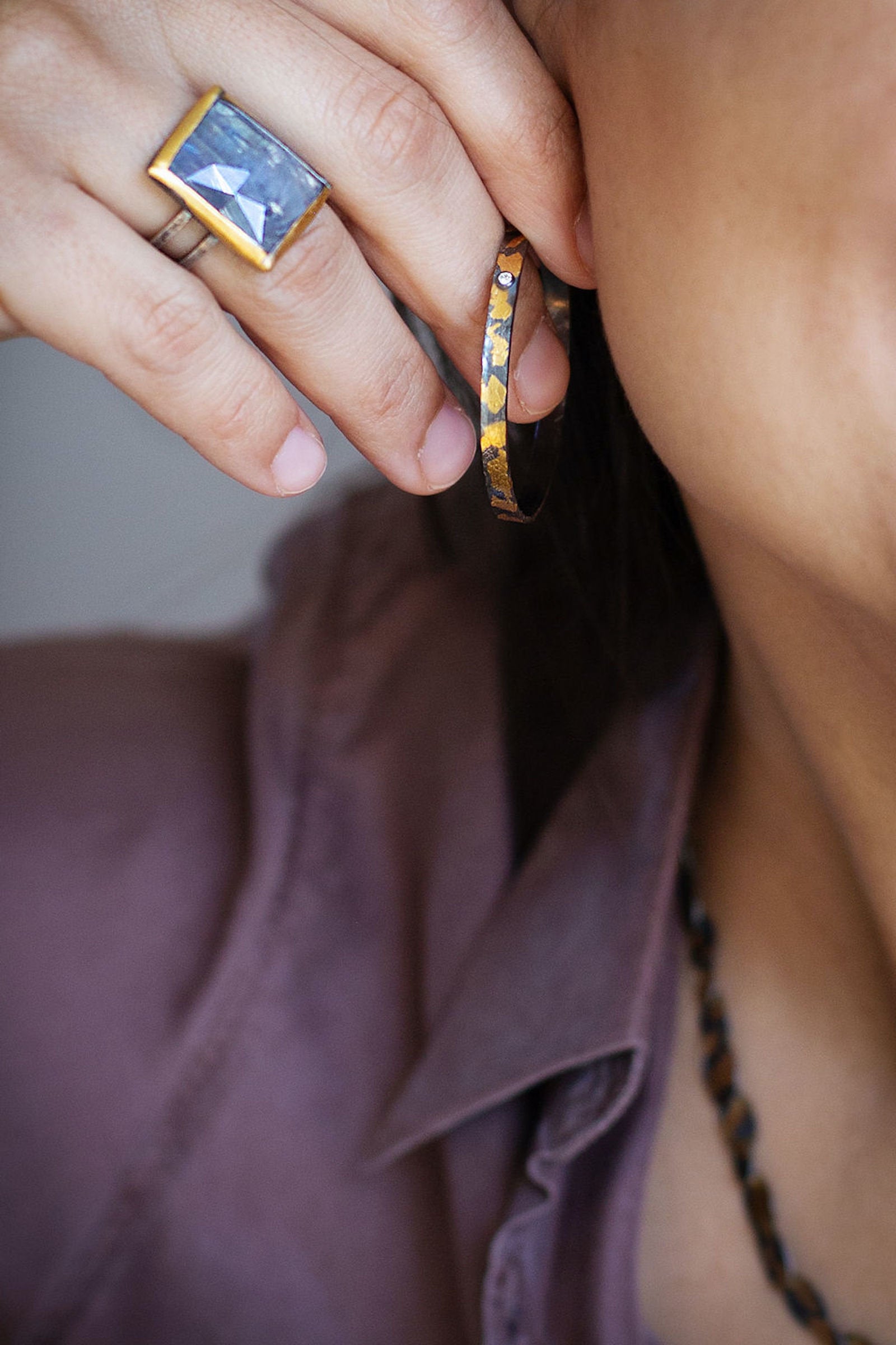 Speckled Hoop Earrings with Diamonds