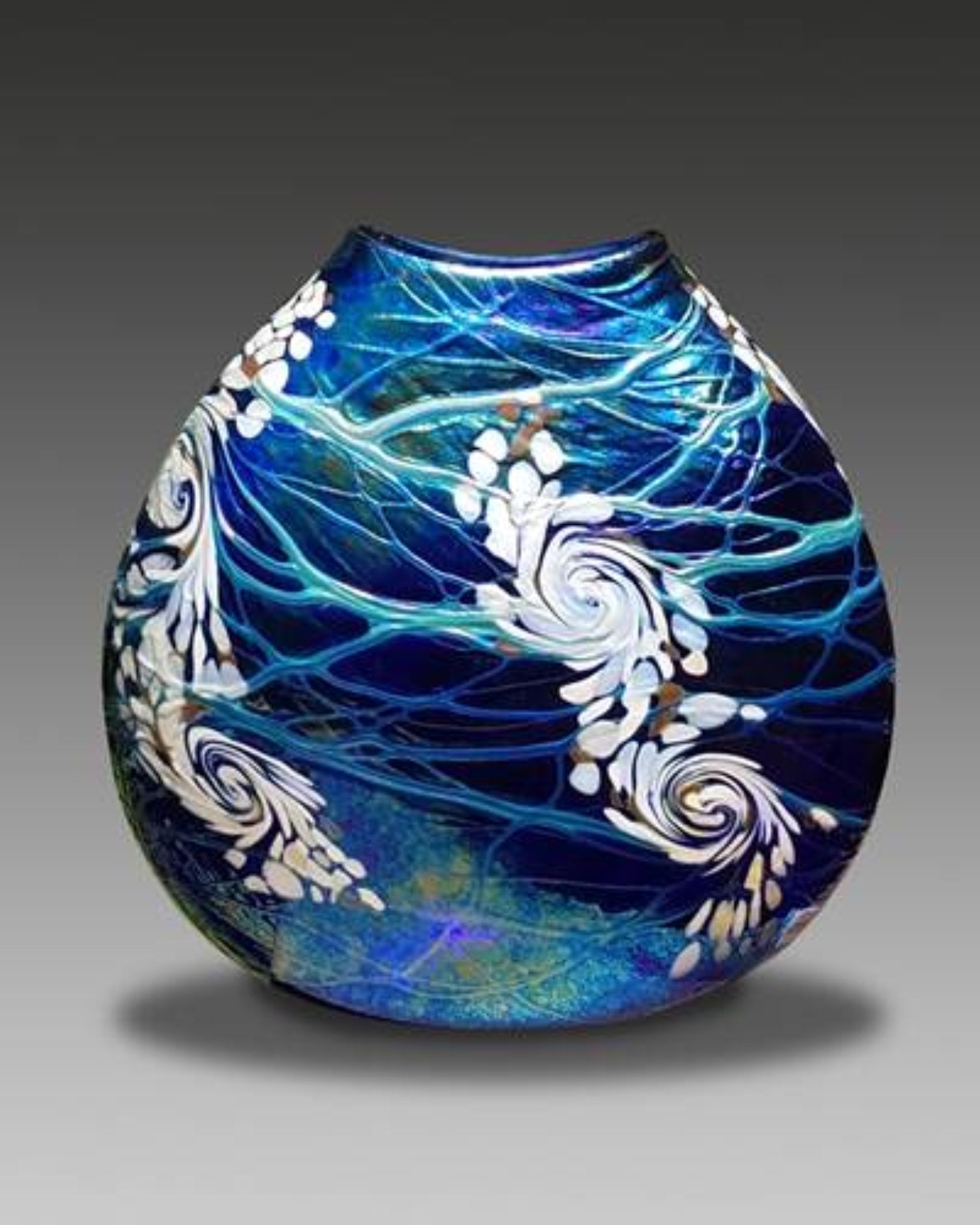 Cobalt Swirl Flat Vase