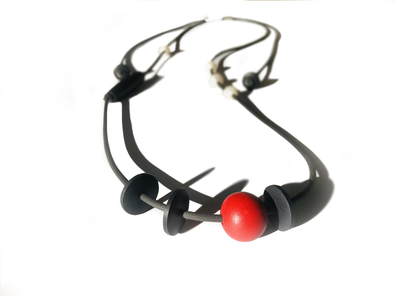 Red Dot & Disc Necklace