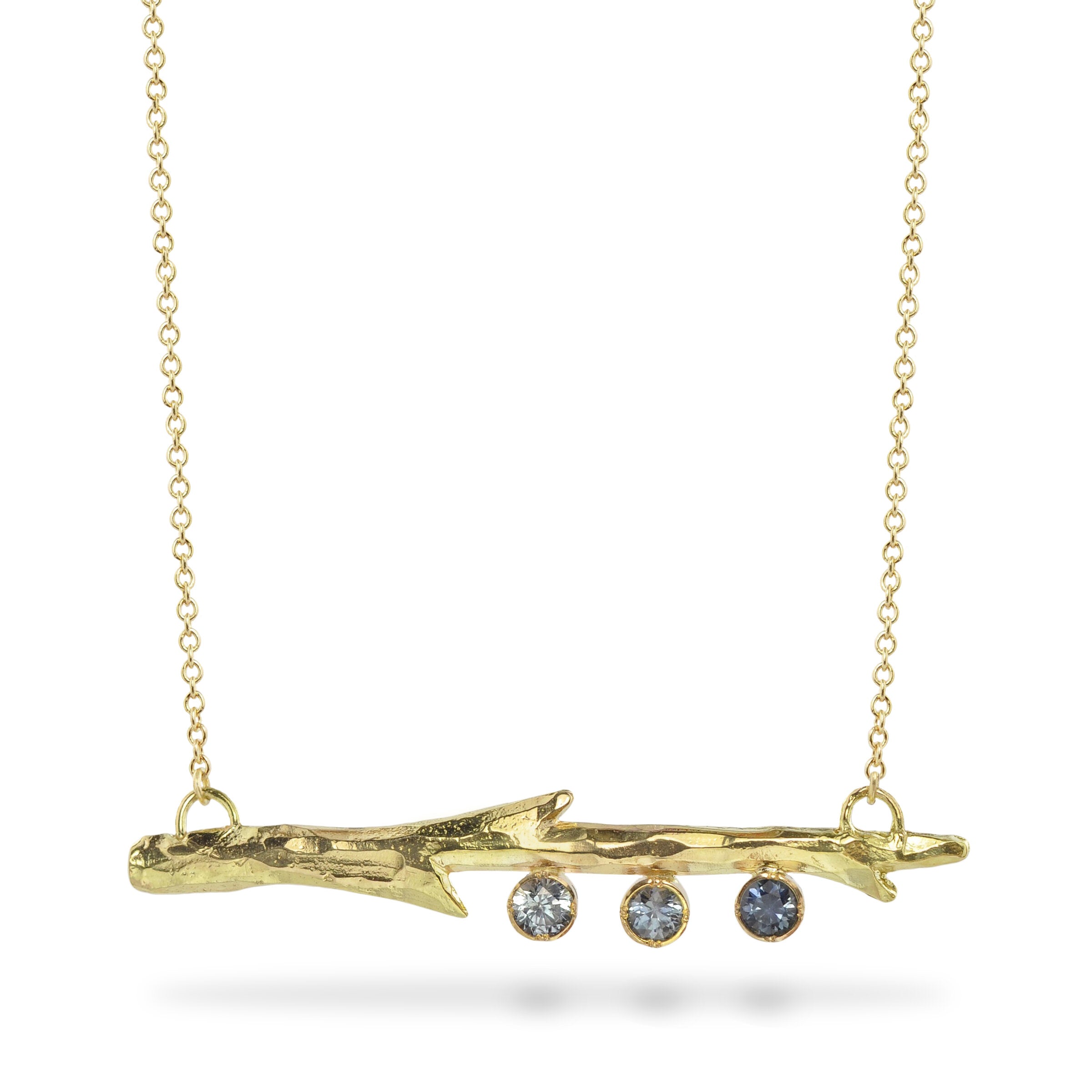 Montana Sapphire Gold Branch Pendant