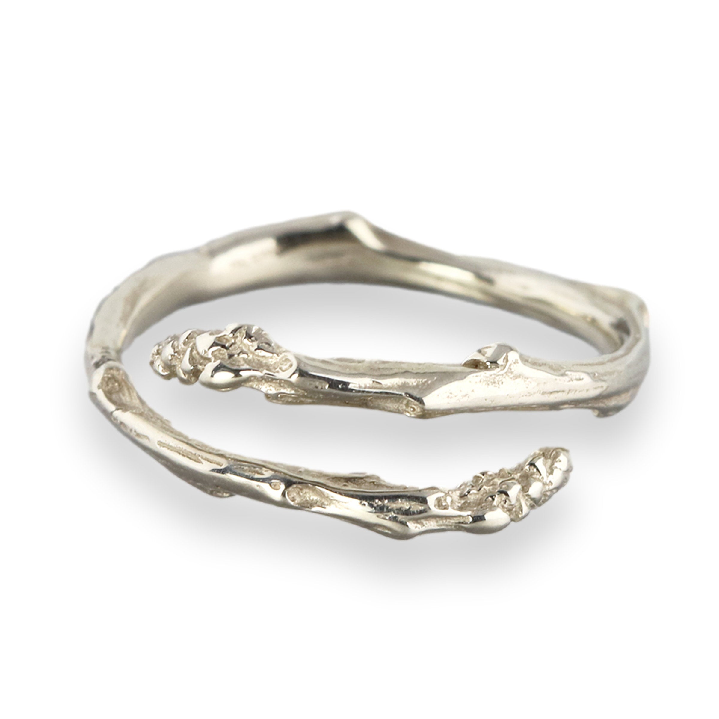 White Gold Twig Bypass Ring
