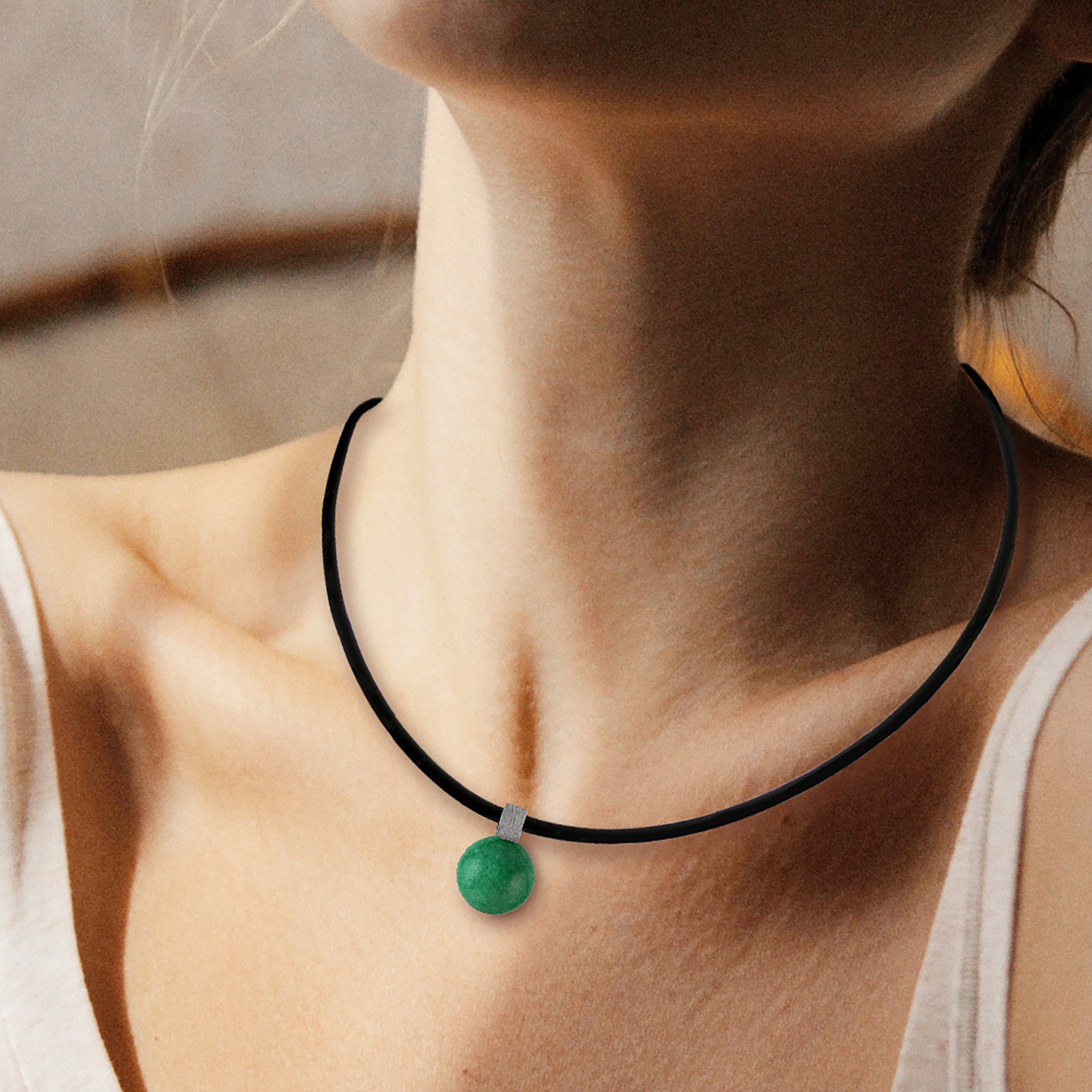 Jade Silver Bail Pendant