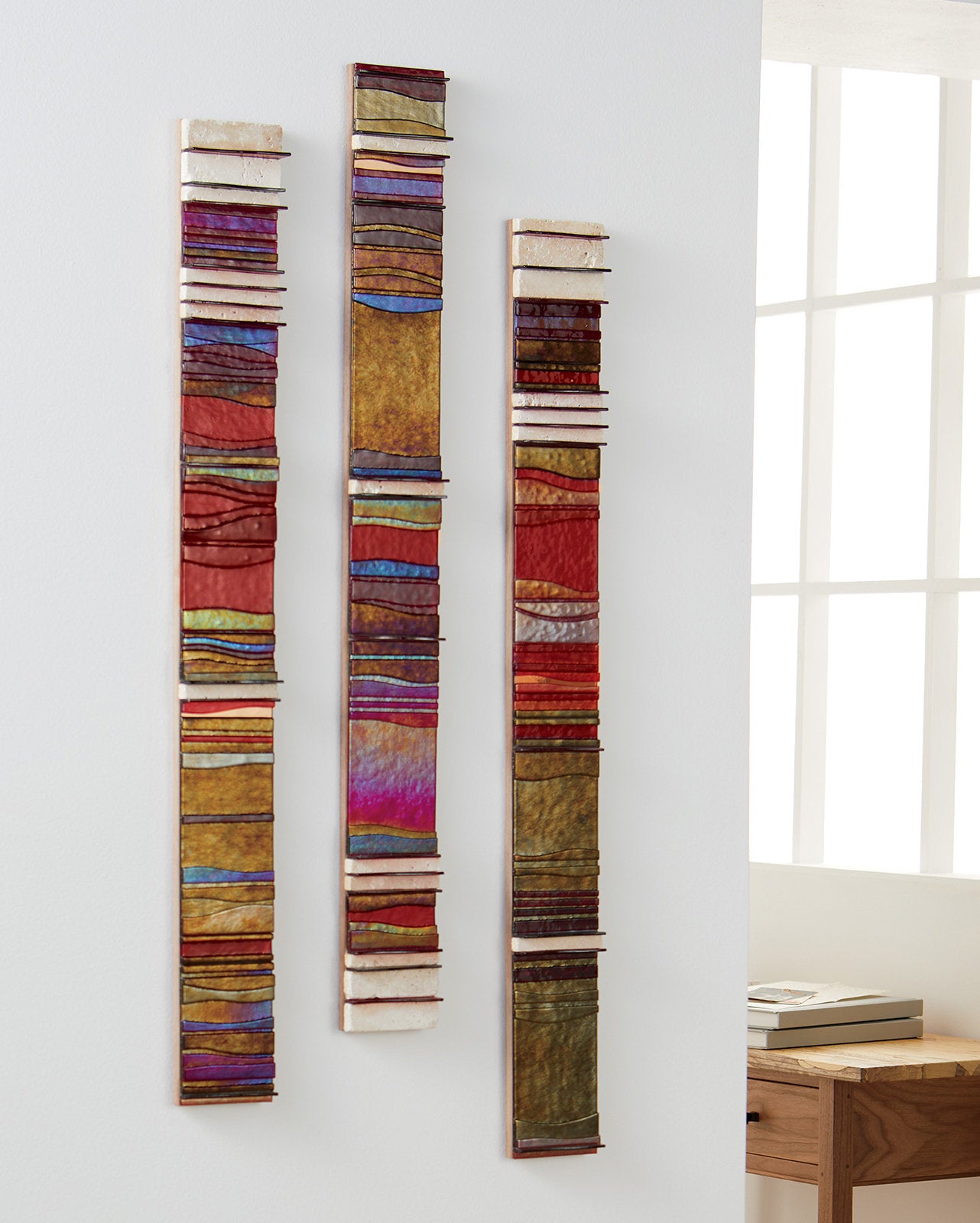 left to right: Mosaic Red Carpet I, Mosaic Red Carpet II, Mosaic Red Carpet III