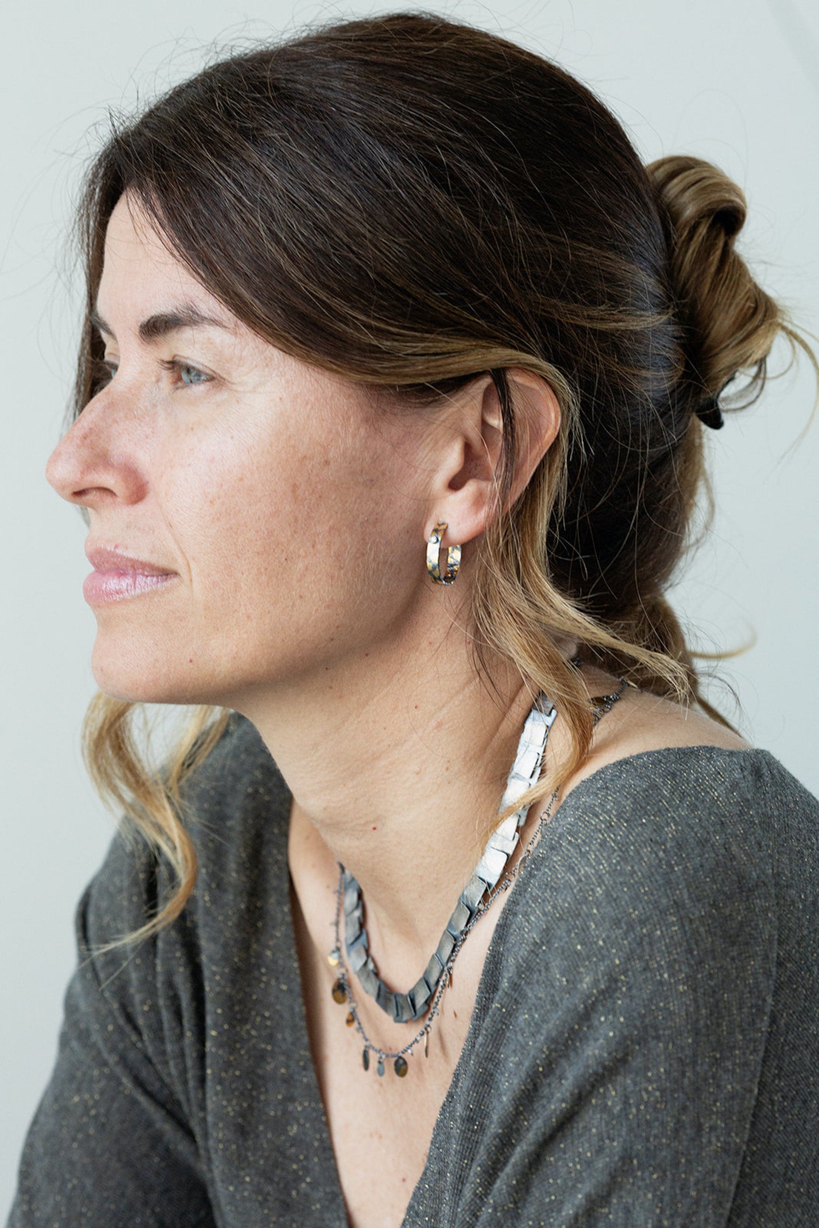 Speckled Hoop Earrings with Diamonds