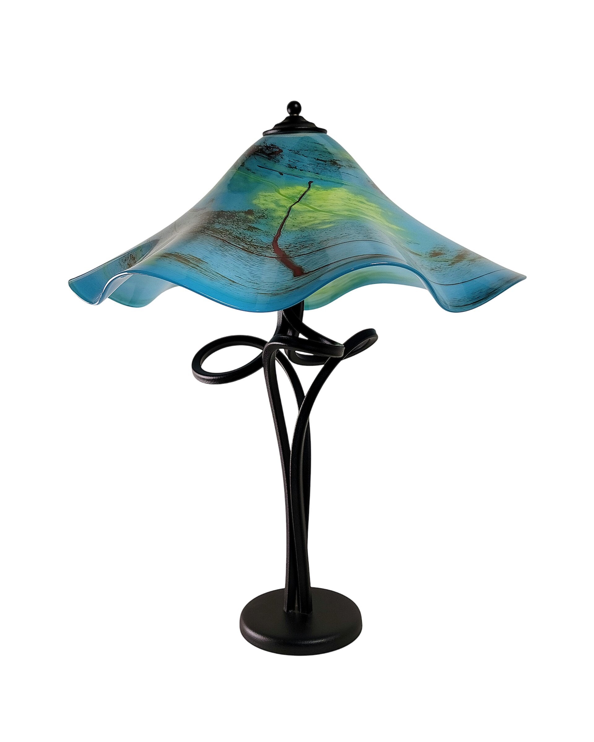 Bay Blue Fluted Spiral Lamp