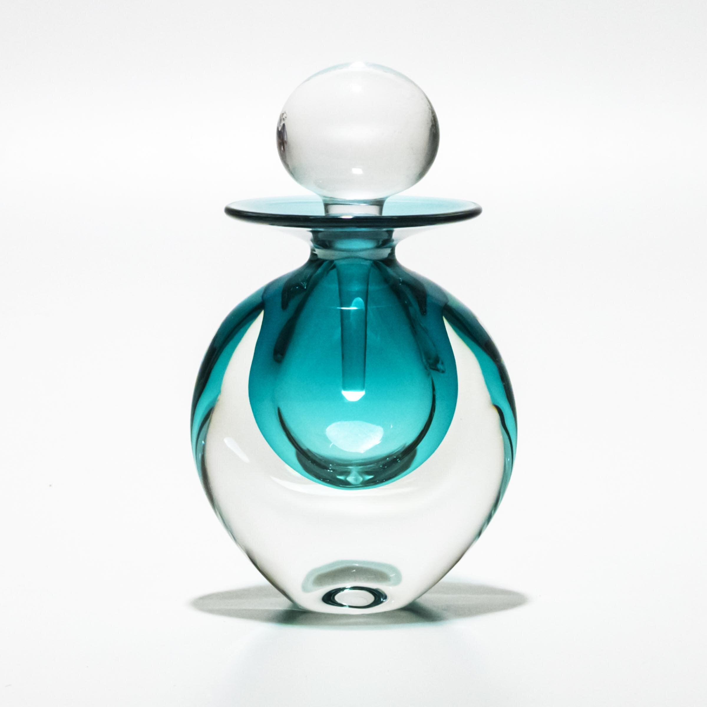 Flattened Perfume Bottle in Lagoon