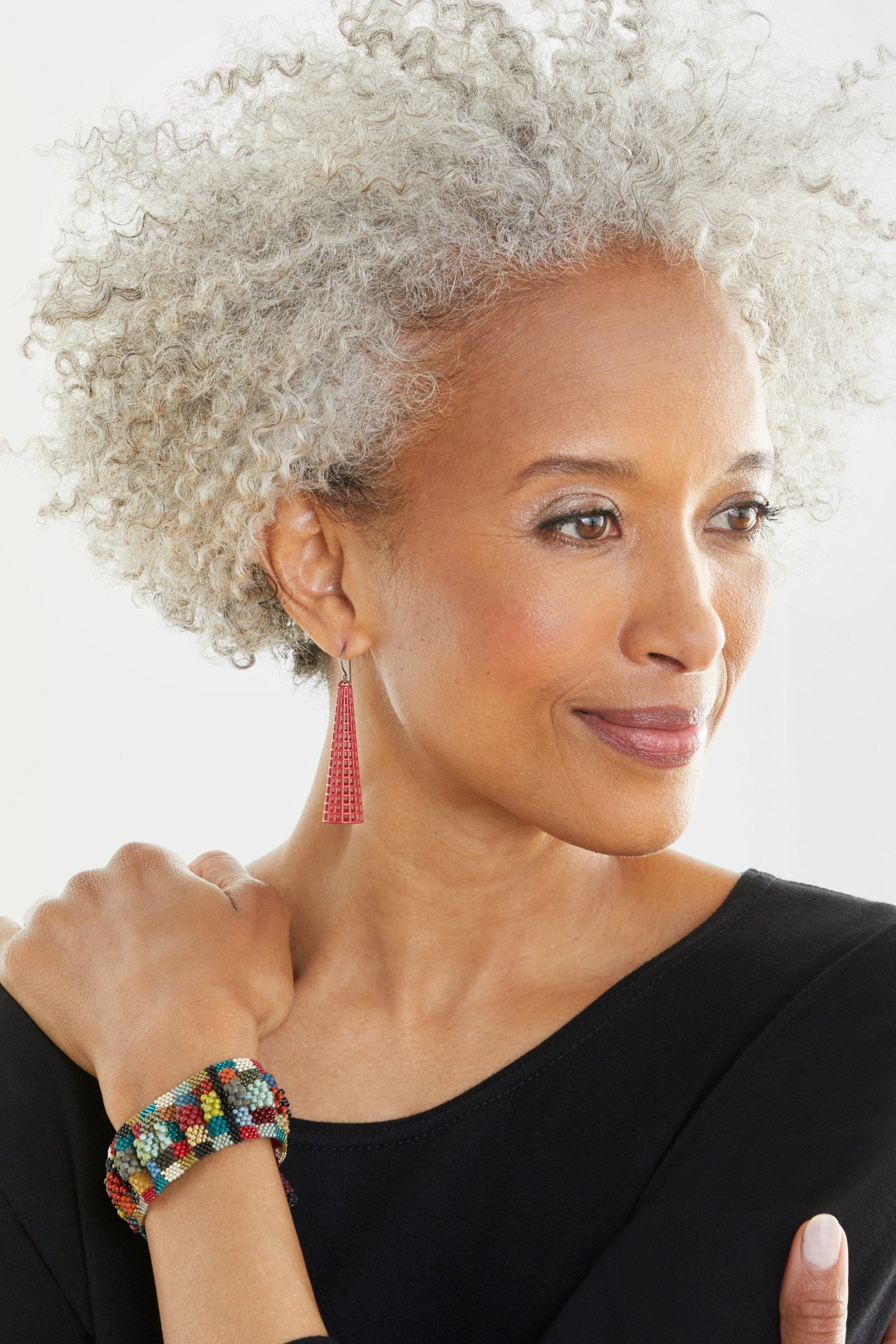 coral, shown with the Vintage Palette Ripple Check Cuff Bracelet by Julie Powell