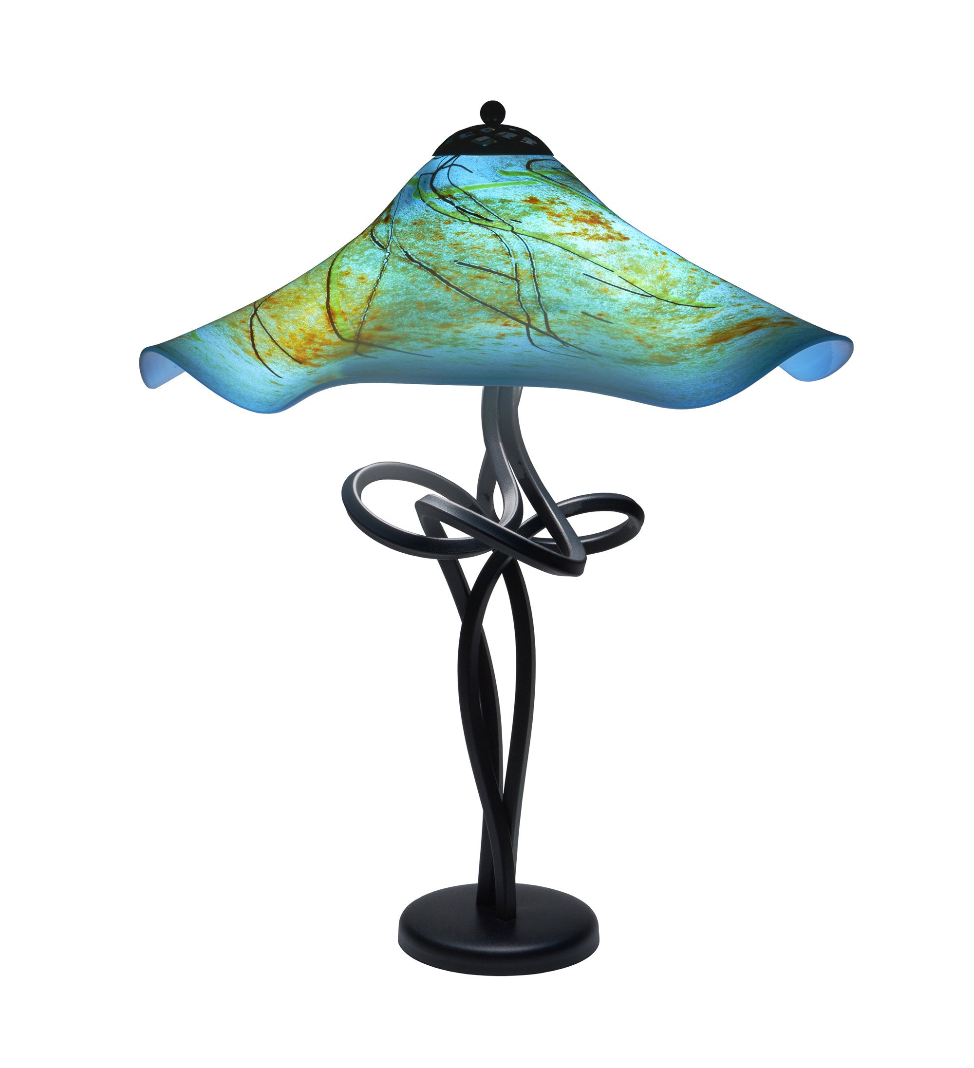 Bay Blue Fluted Spiral Lamp