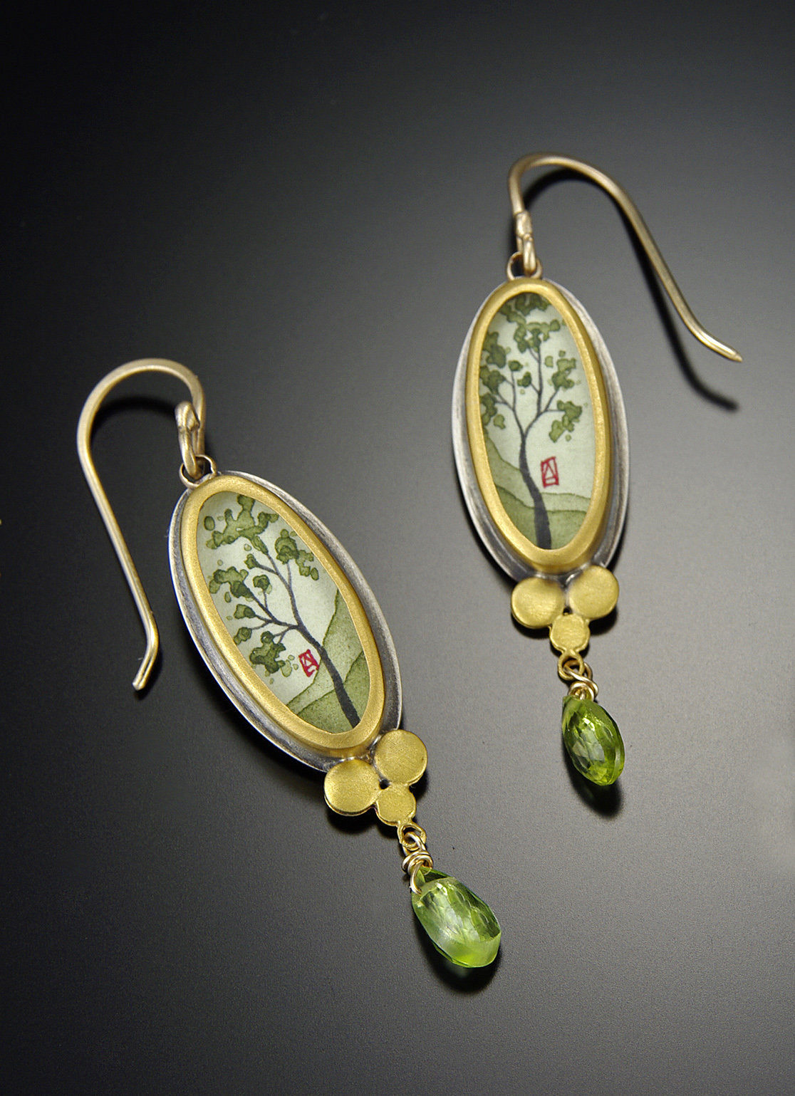 Spring Maple Earrings with Peridot