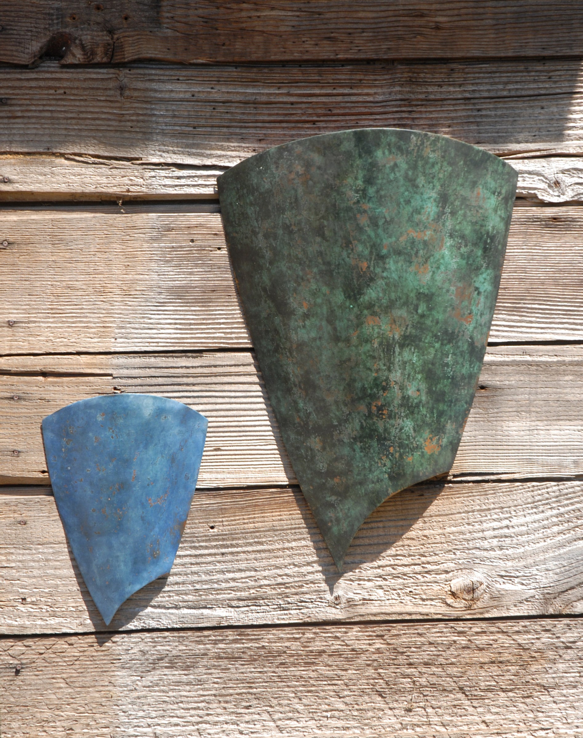 left to right: antique blue and distressed black