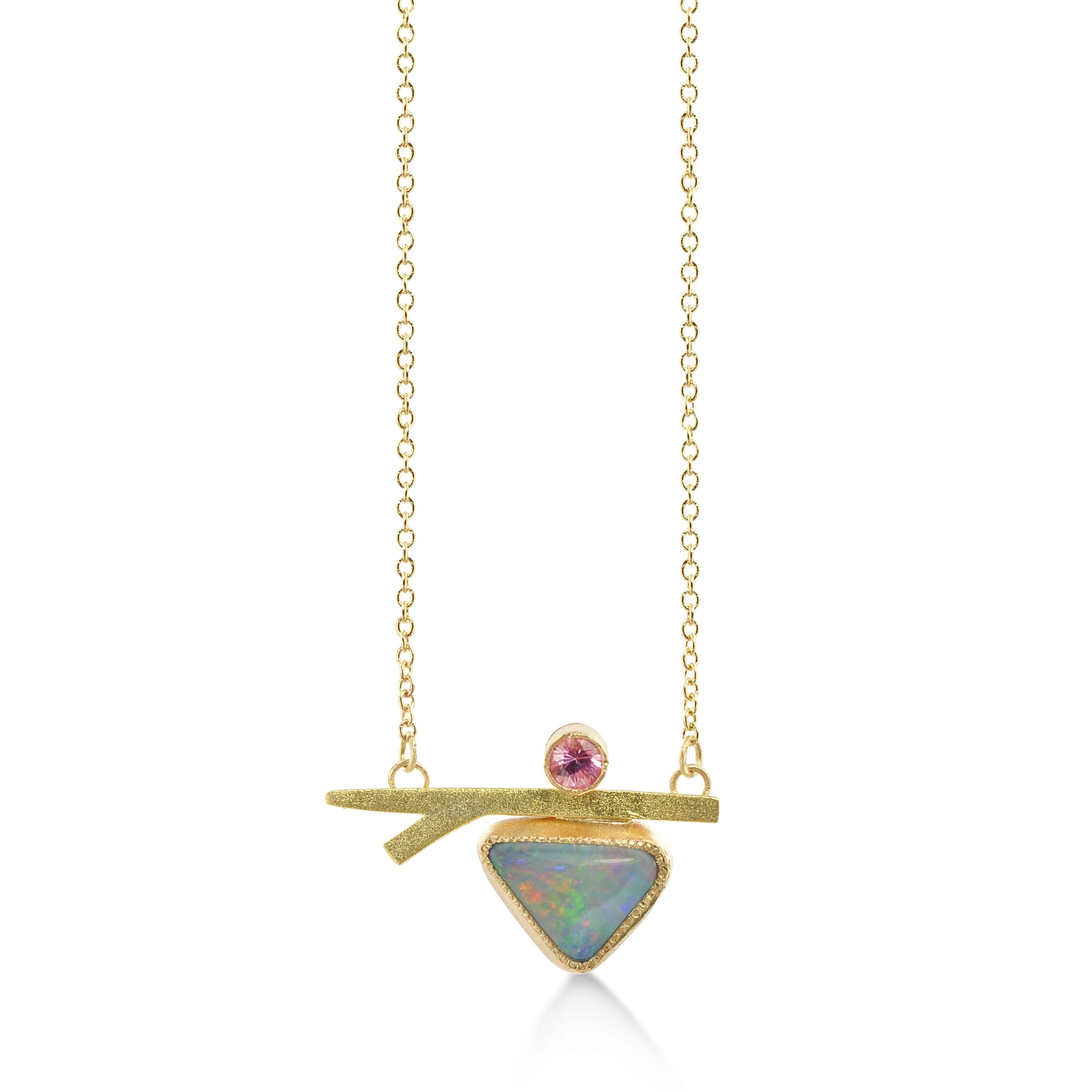 Opal & Tourmaline Branch Pendant