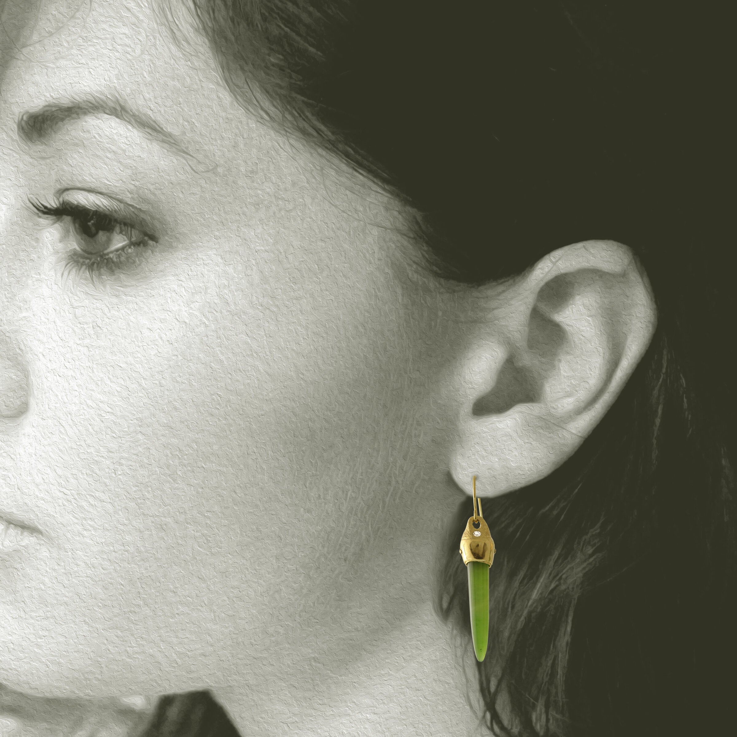 Arizona Nephrite Bullet Earrings