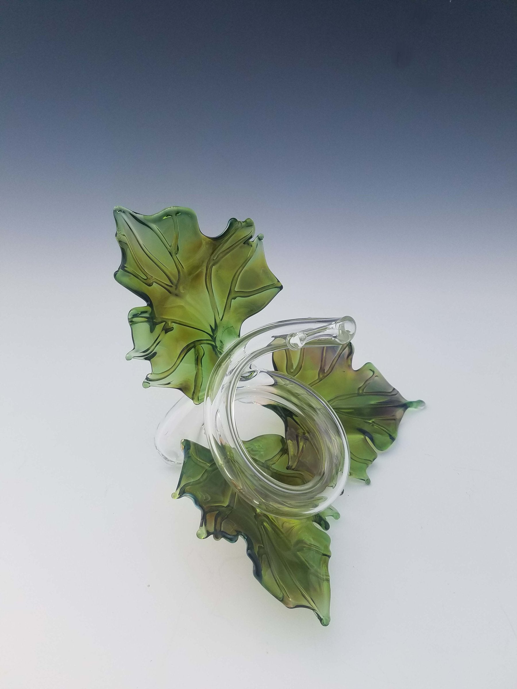 Trio Glass Leaf Sculpture in Green