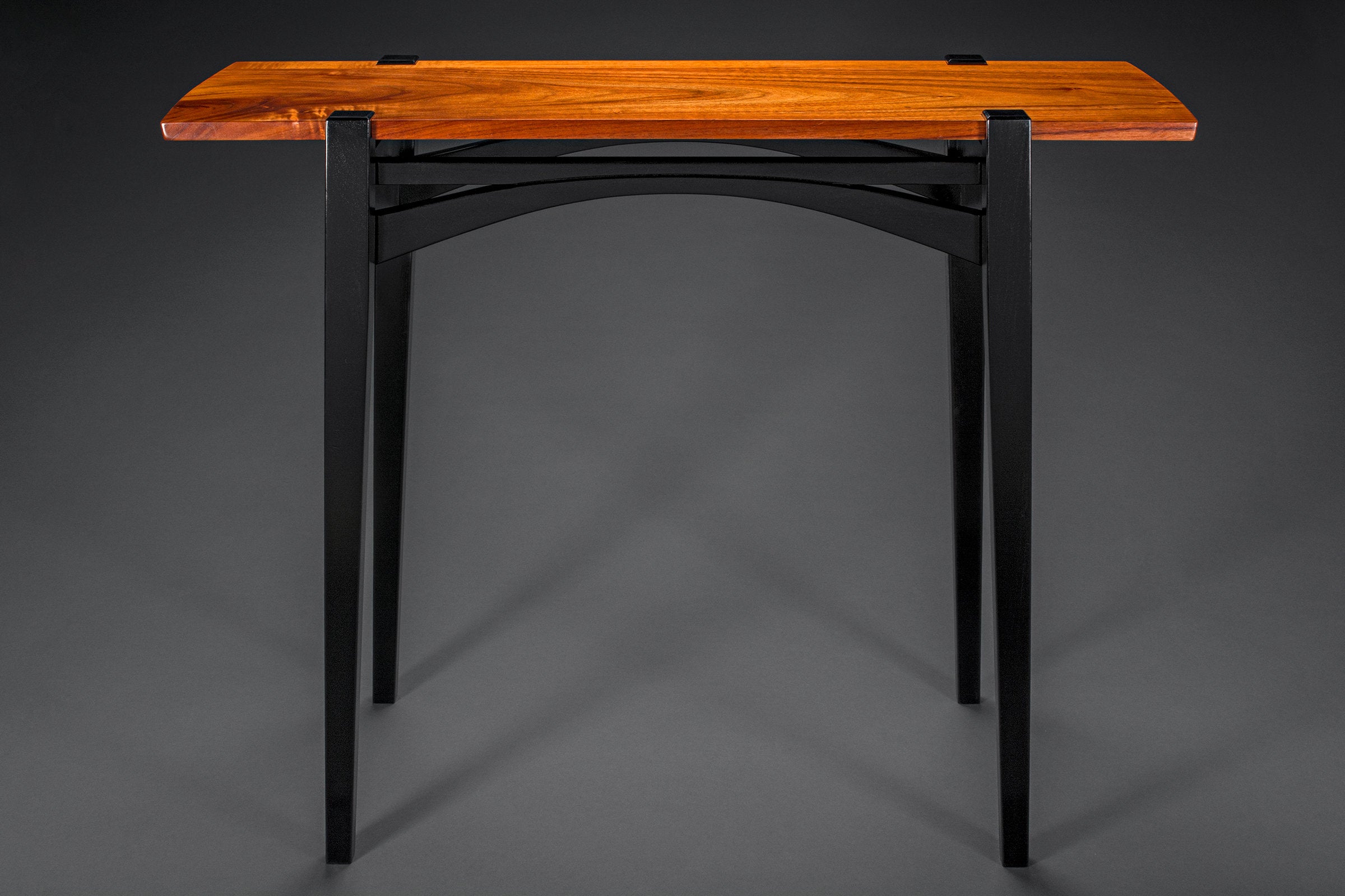 Hawaiian Koa Bridge Console Table with Black Legs