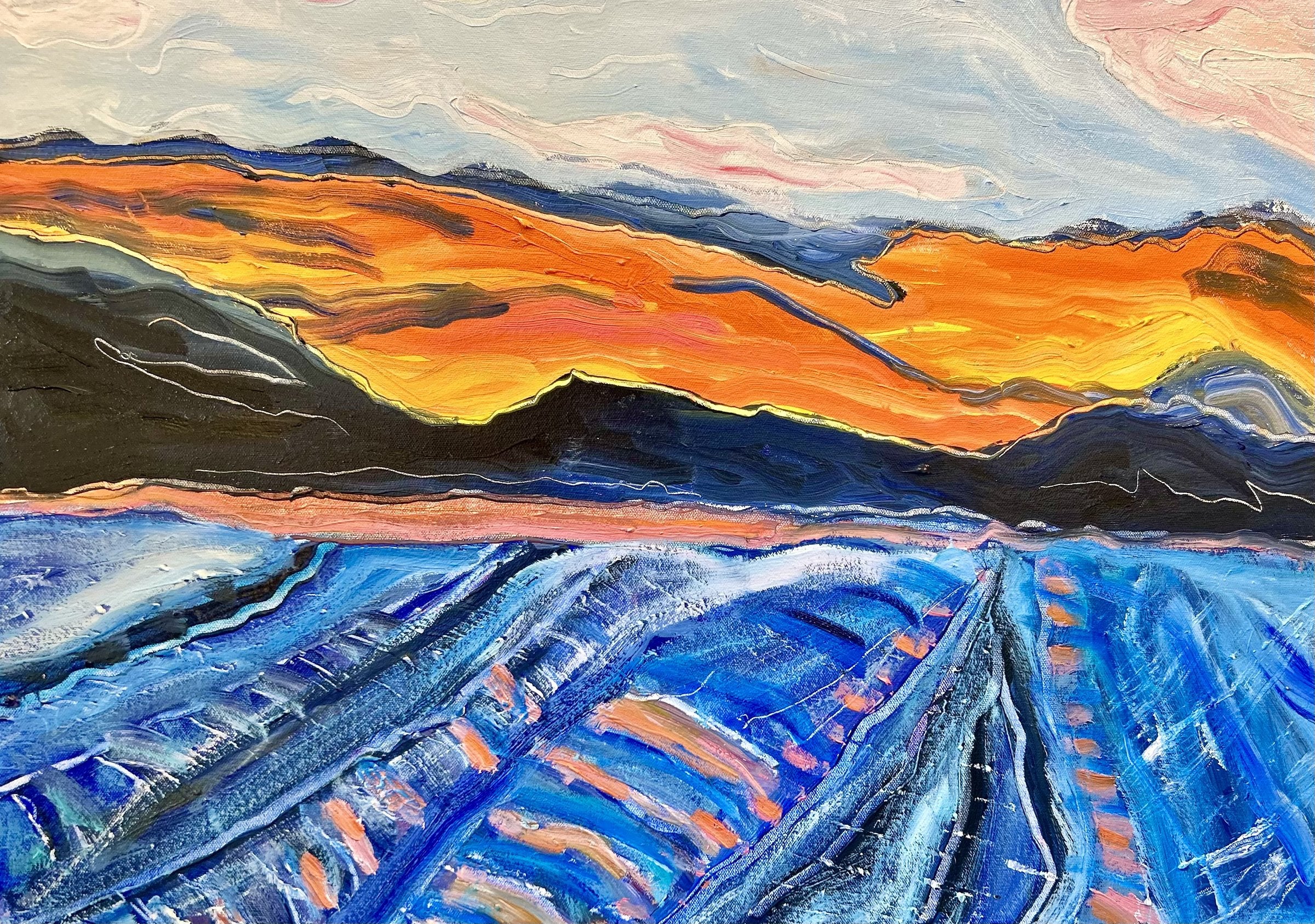 0442 one of a kind painting Static 442 One of a kind light green framed art - Sia aryai | Barnebys