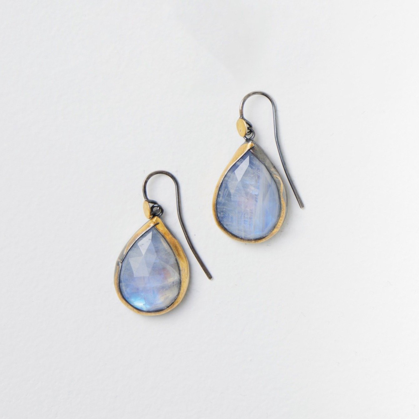 Teardrop Fold Earrings with Moonstones