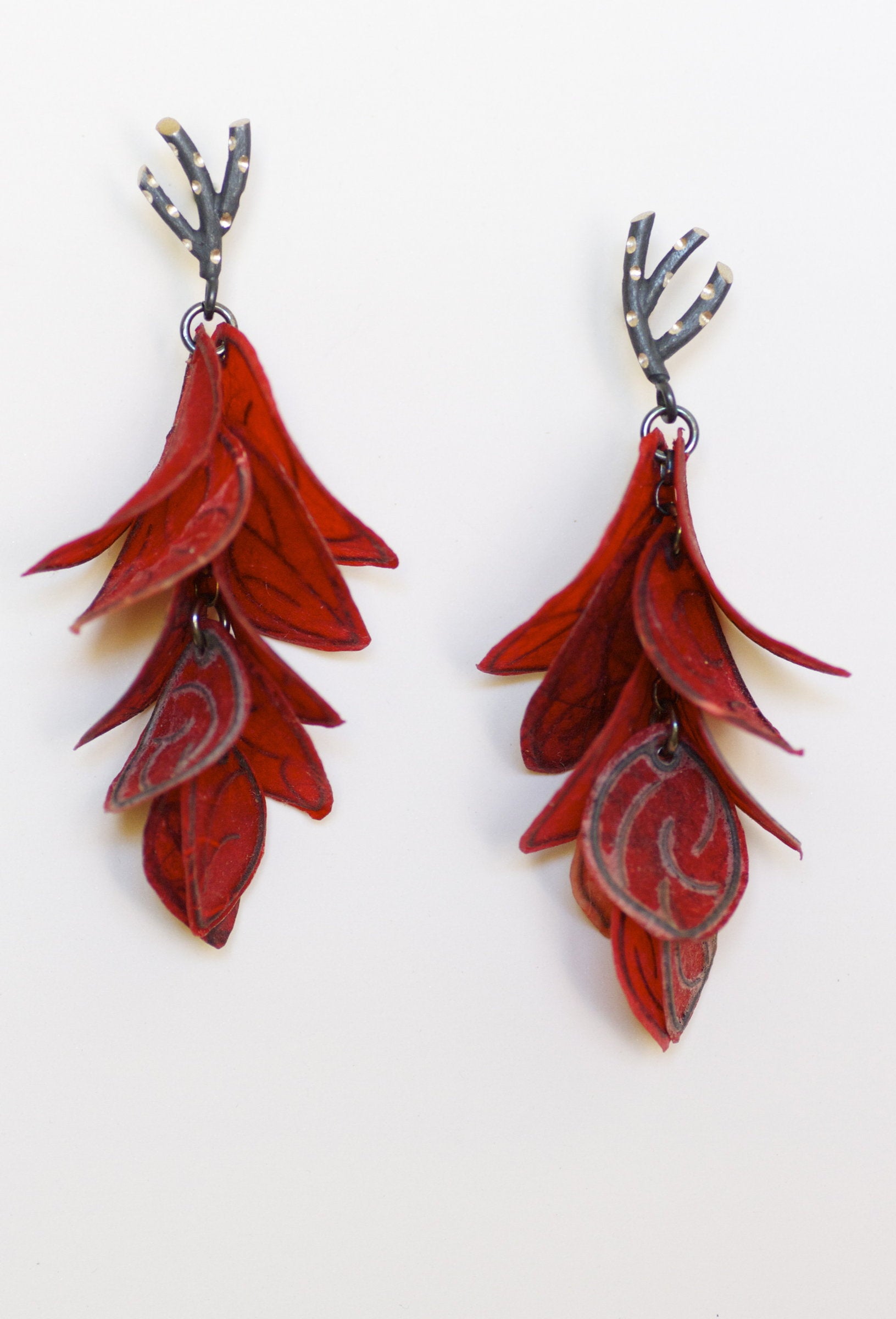 Crimson Flip Petal Earrings