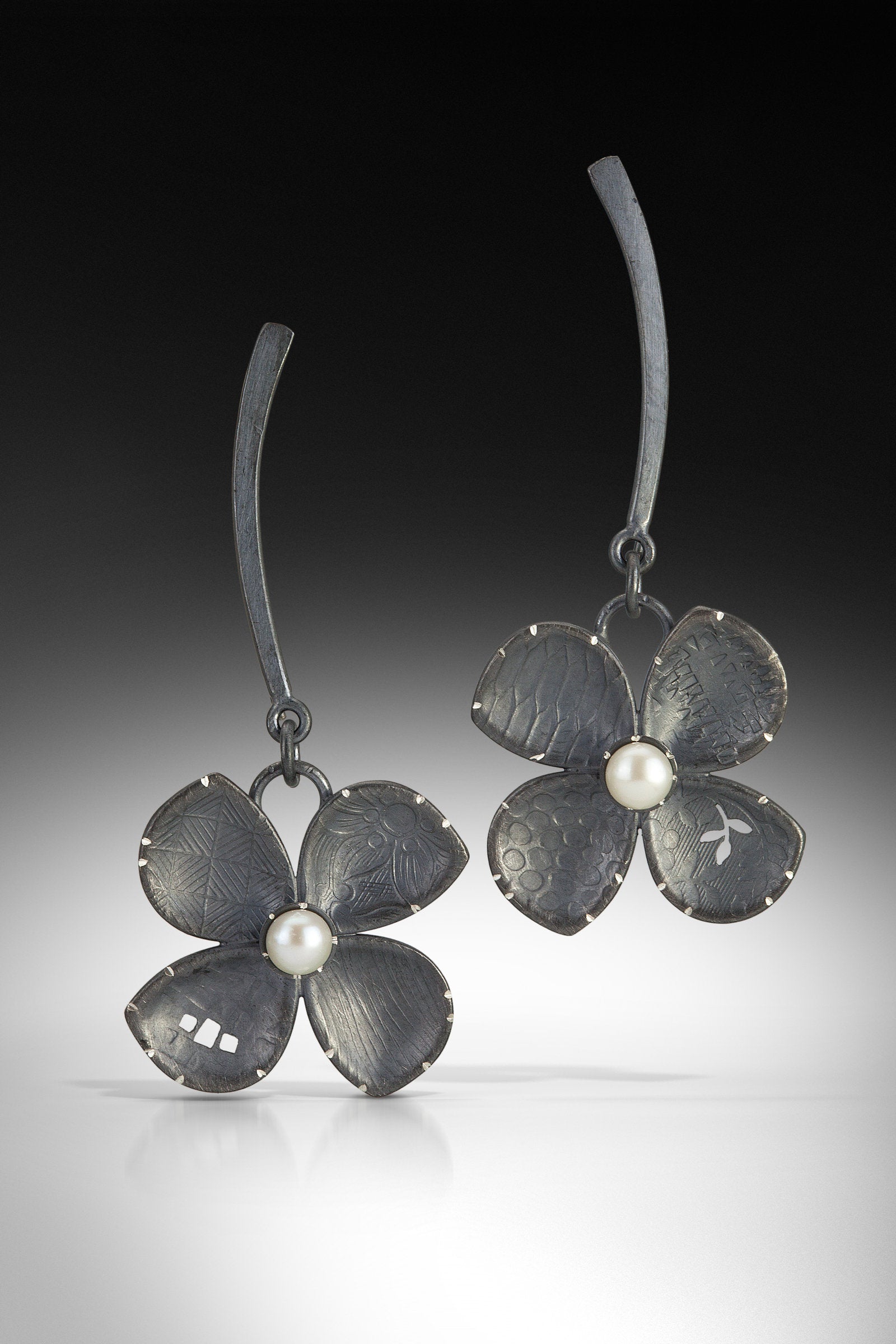 Rounded Four Petal Flower Earrings