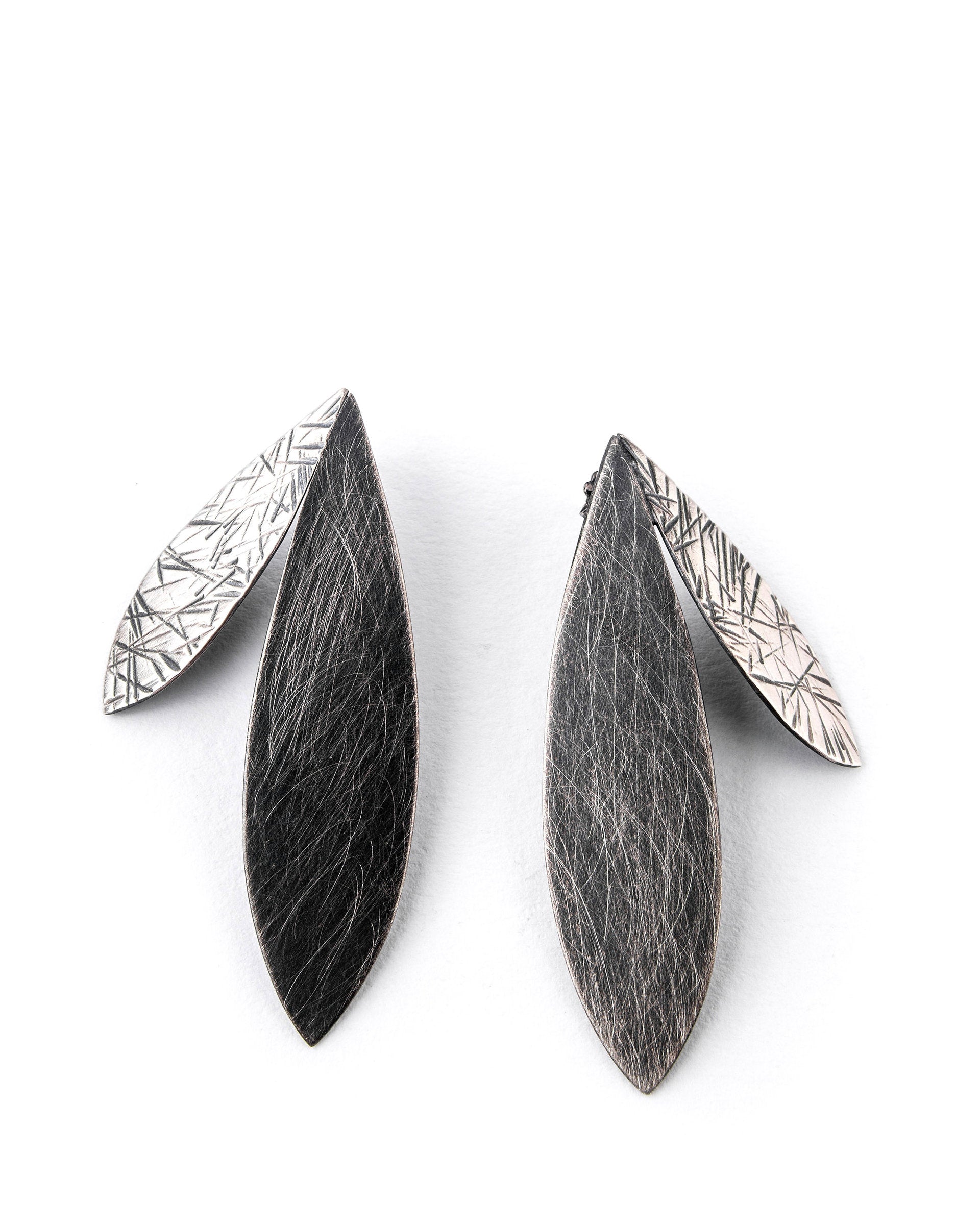 Large Double Feather Earrings