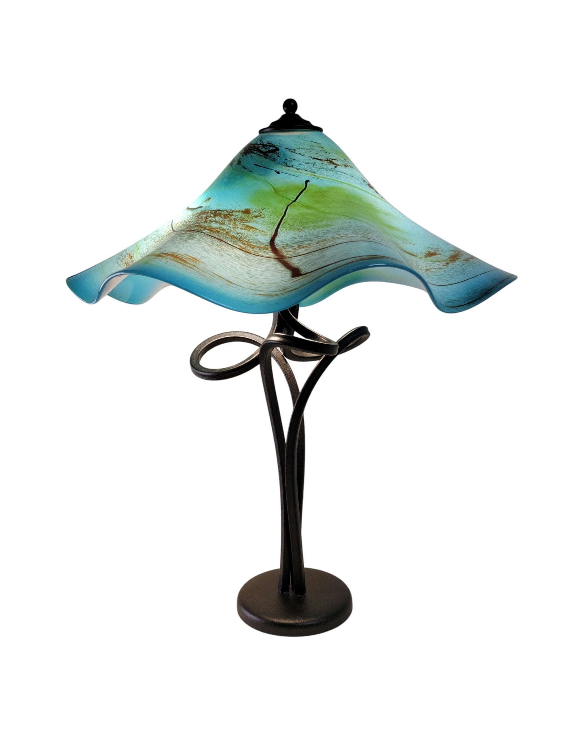 Bay Blue Fluted Spiral Lamp