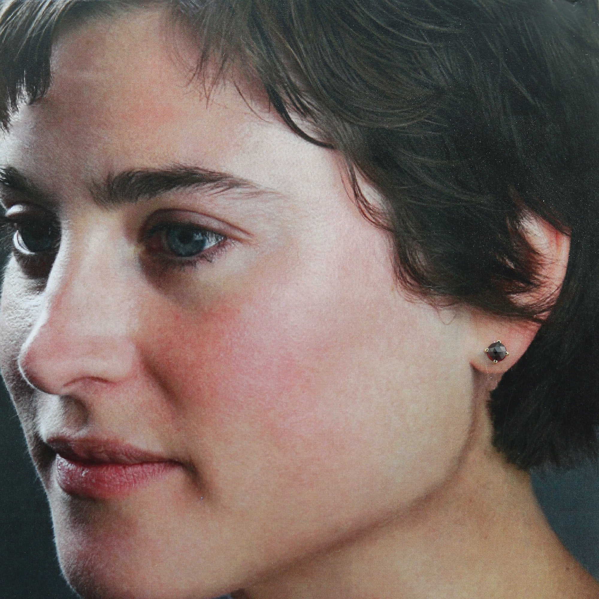 14k Yellow Gold Stud Earrings with Rhodolite Garnet