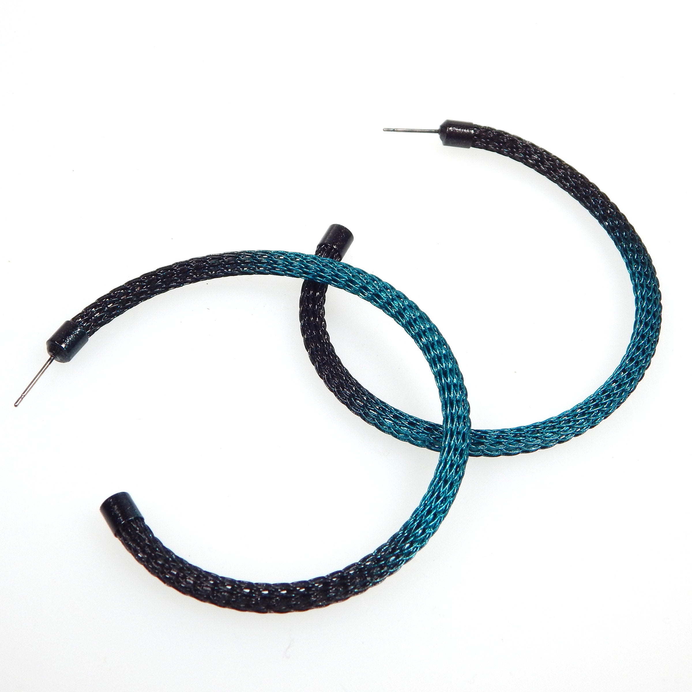Thin Wireknit Hoop Earring in Black with Arcadia