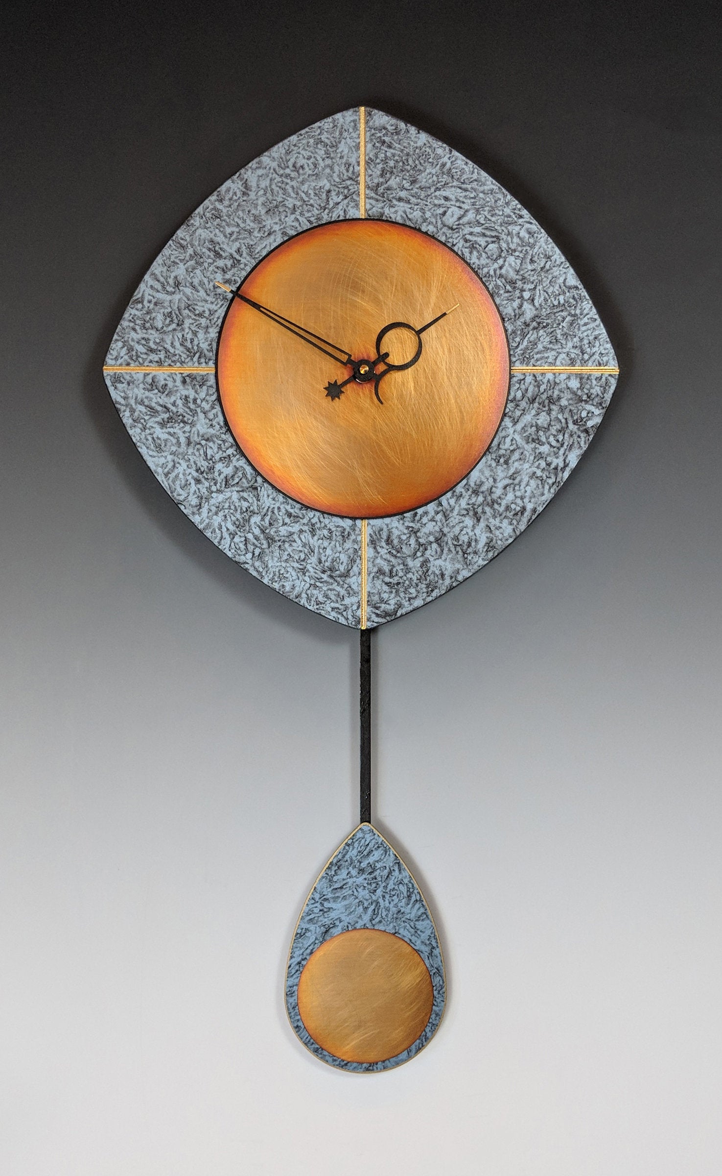 Blue & Copper L-Drop Pendulum Clock