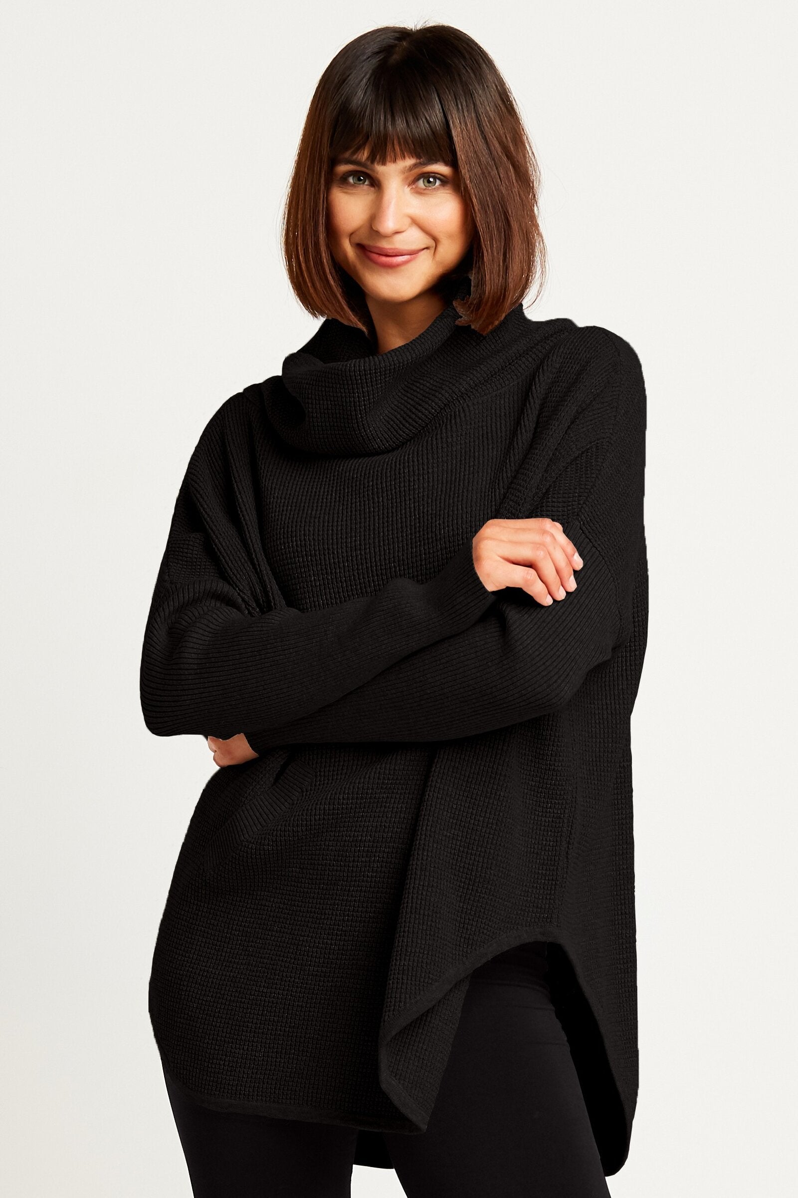 Waffle Cowlneck Sweater