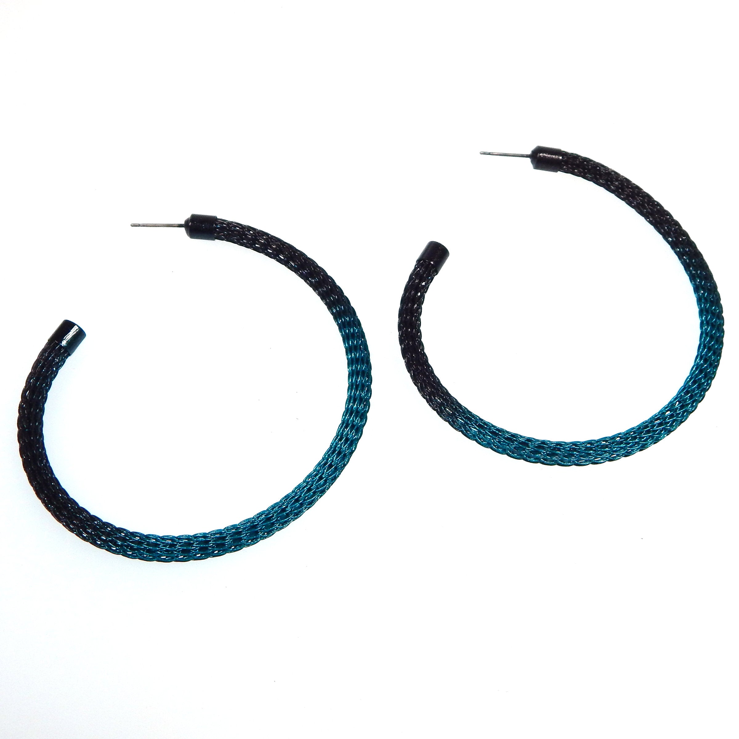 Thin Wireknit Hoop Earring in Black with Arcadia