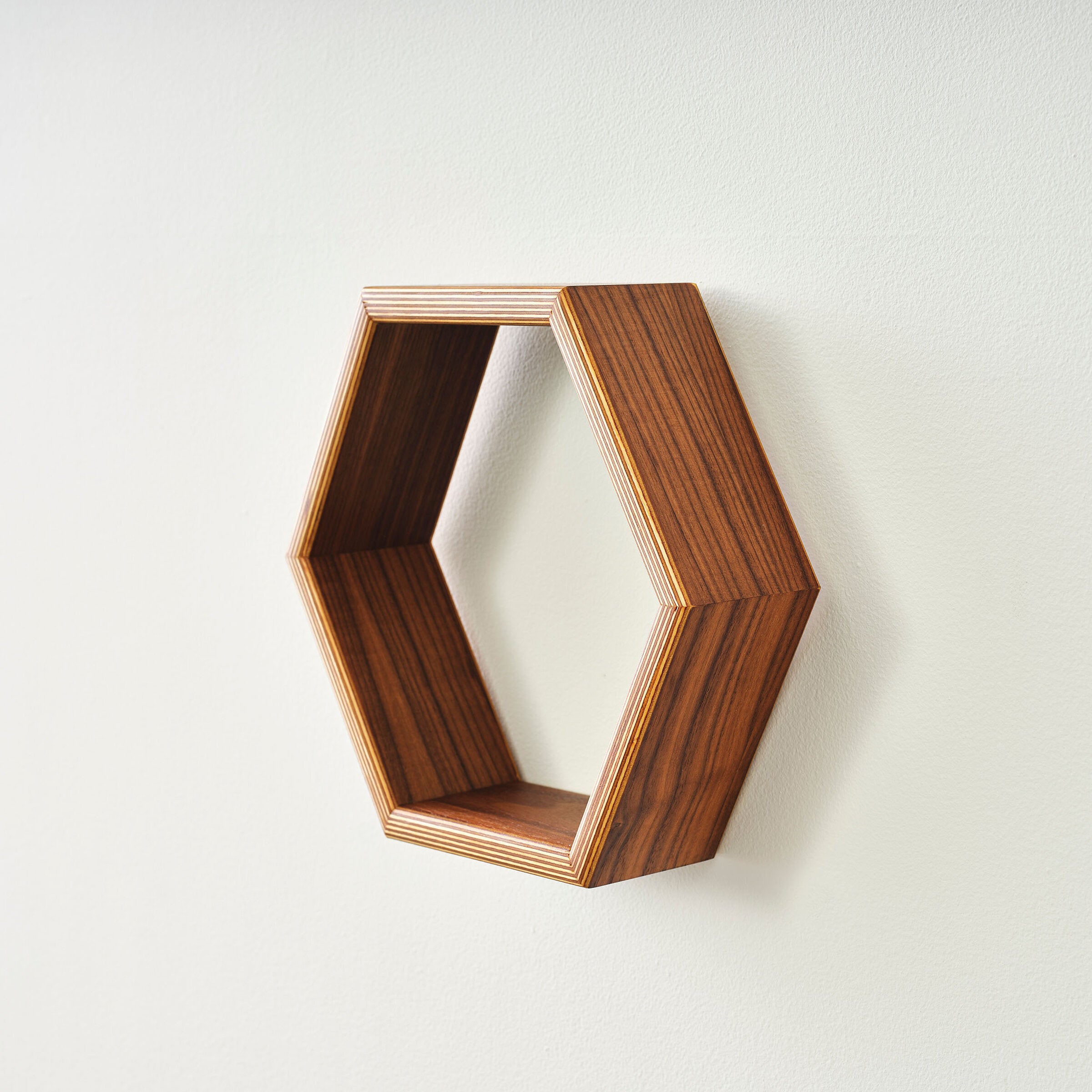 Hexagon Wood Wall Shelf