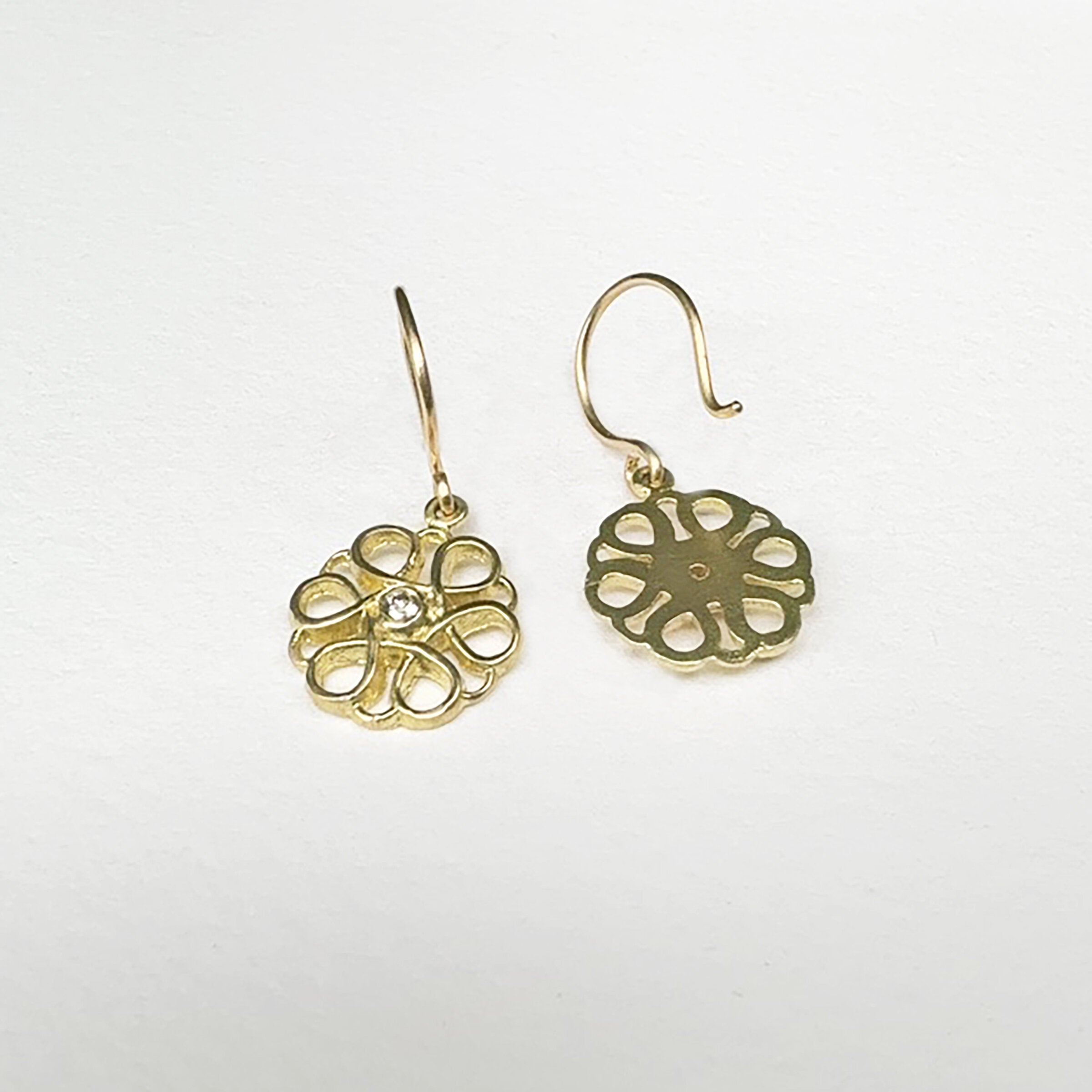 Diamond Flower Drop Earrings