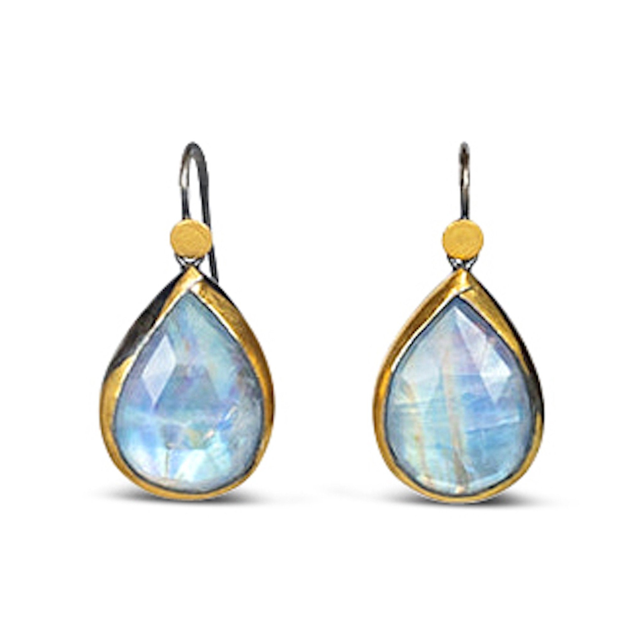 Teardrop Fold Earrings with Moonstones