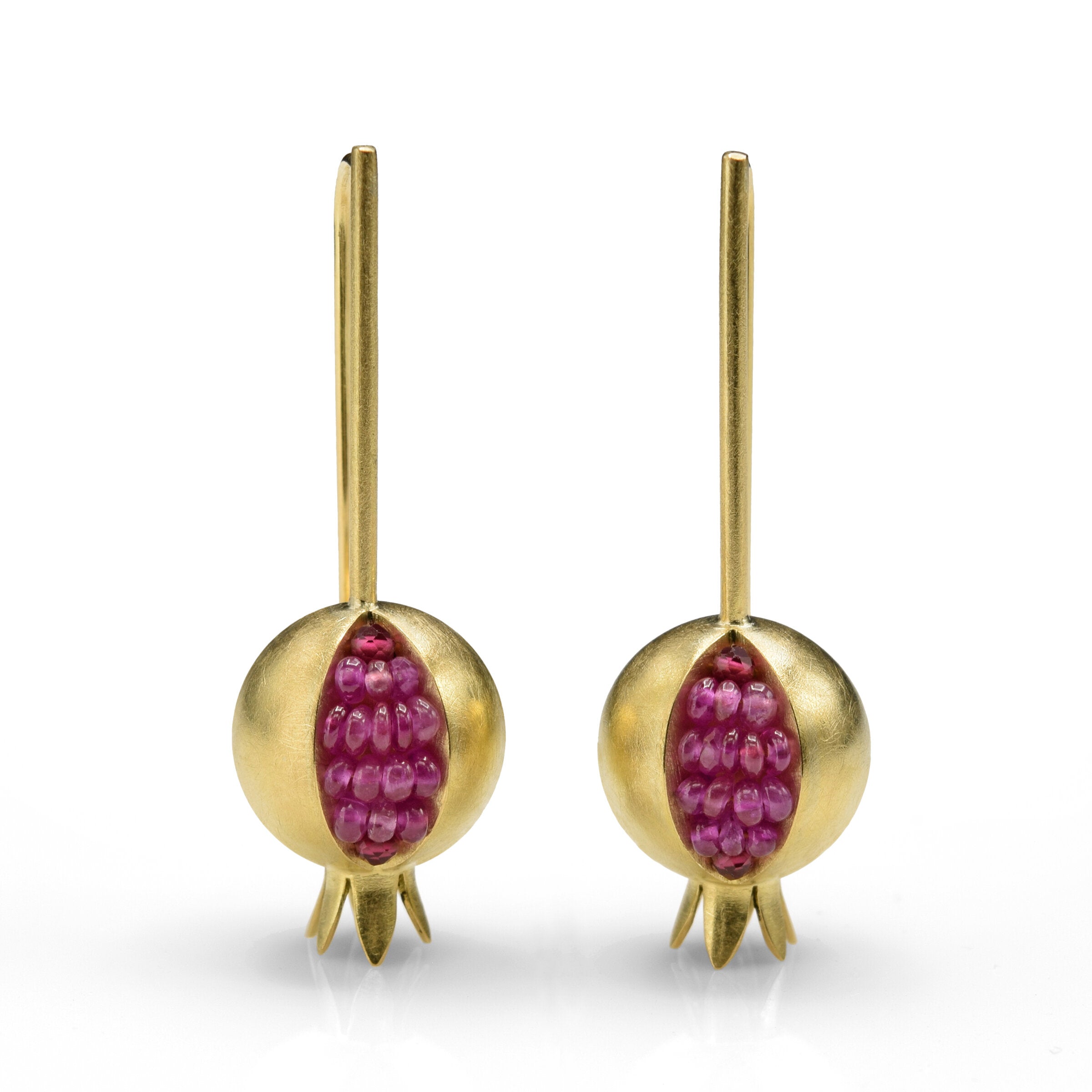 Pomegranate Gold Sapphire Earrings