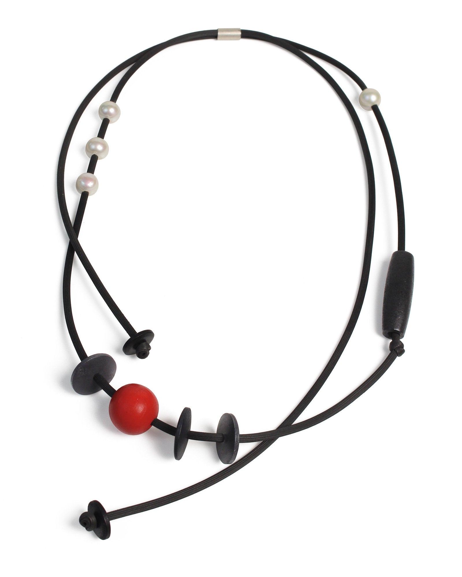 Red Dot & Disc Necklace
