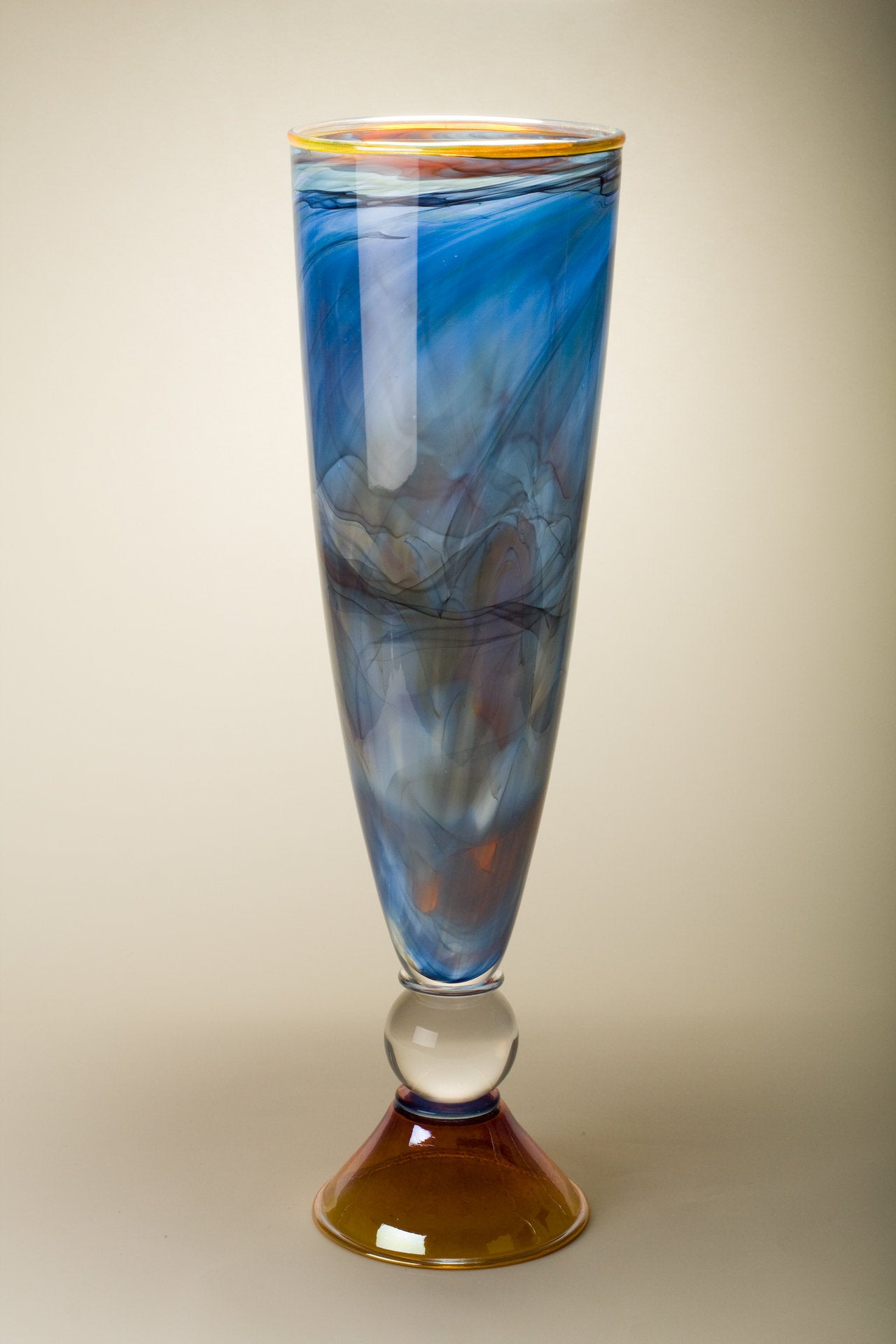 Gold Footed Nautical Blue Cone Vase