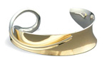 "Petite Overlay Cuff" silver & gold bracelet by Nancy Linkin